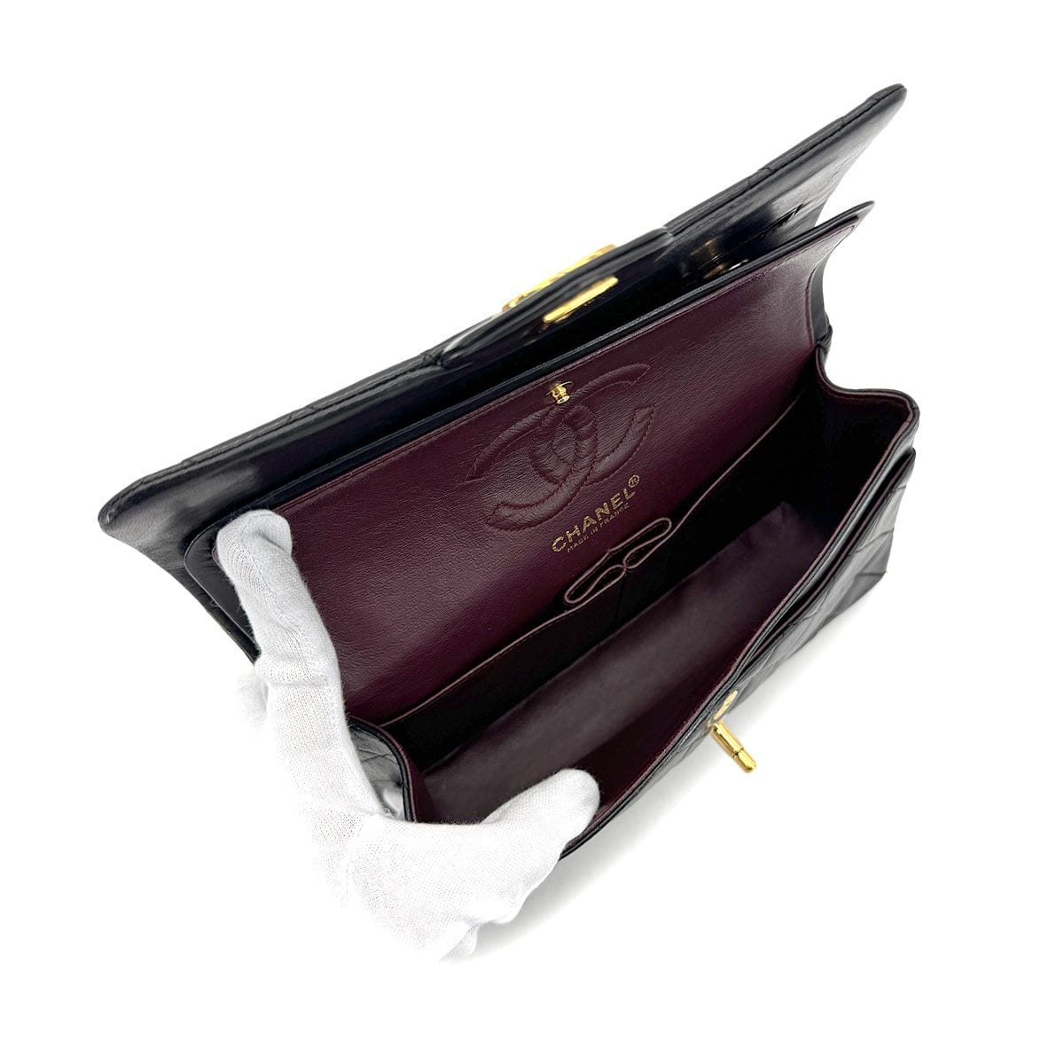 CHANEL CHANEL VINTAGE CLASSIC FLAP SMALL CHAIN SHOULDER BAG BLACK LAMB SKIN 90292741