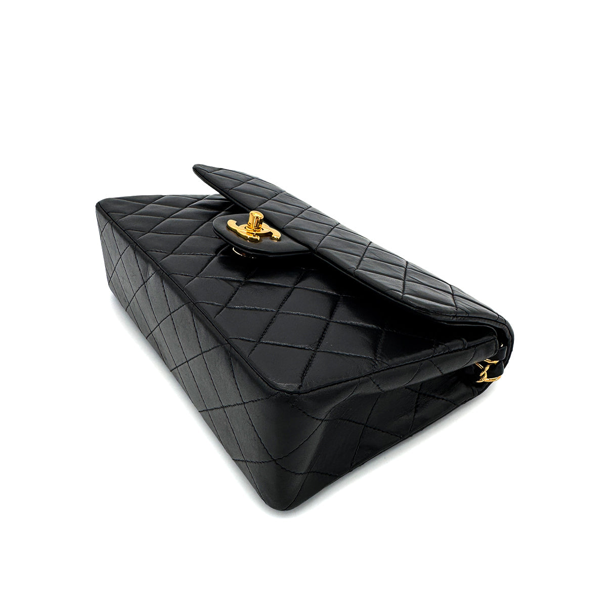 CHANEL CHANEL VINTAGE CLASSIC FLAP SMALL CHAIN SHOULDER BAG BLACK LAMB SKIN 90292741