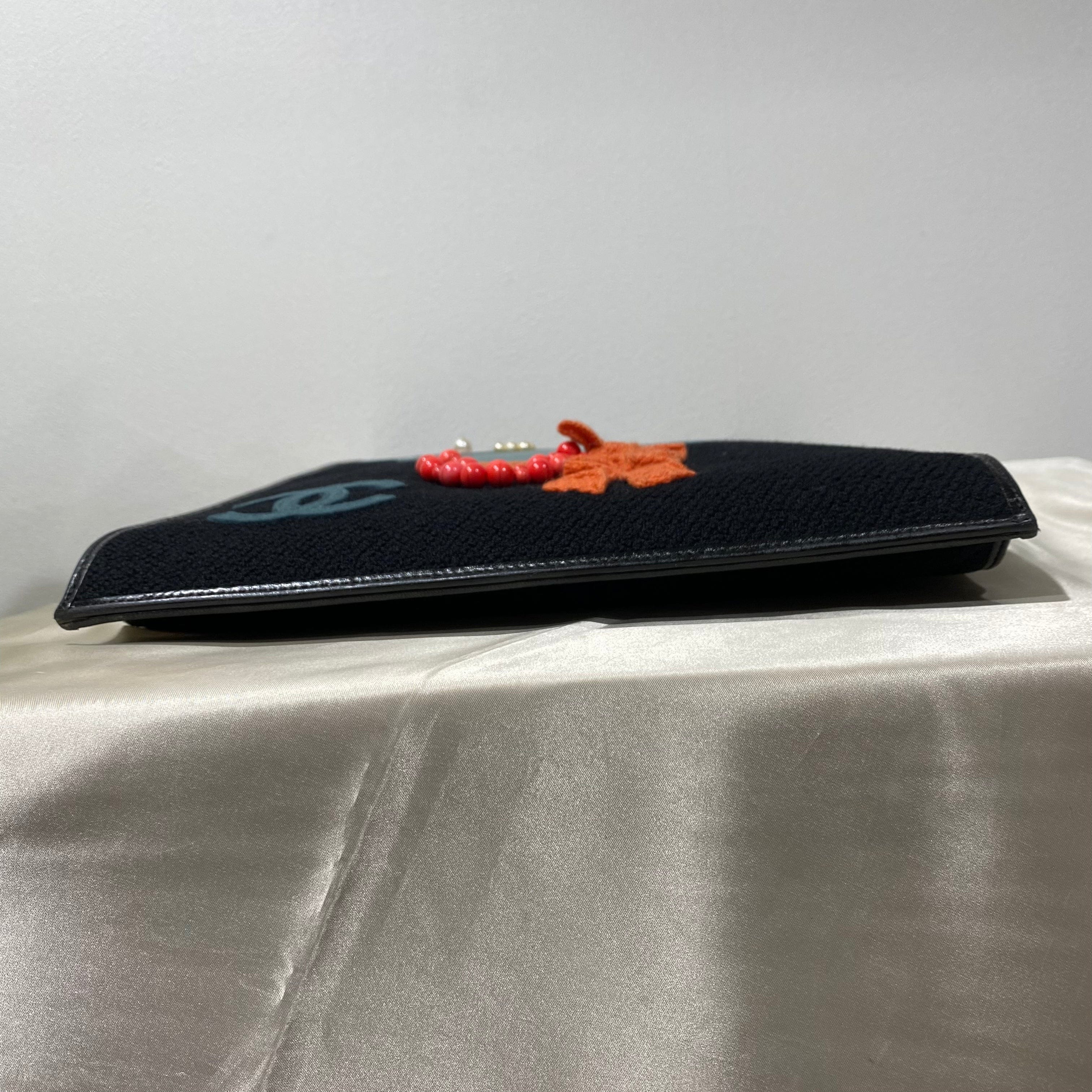 Chanel CHANEL VINTAGE COCO MOTIF MADEMOISELLE CHAIN TOTE BAG BLACK CANVAS LEATHER 90195778