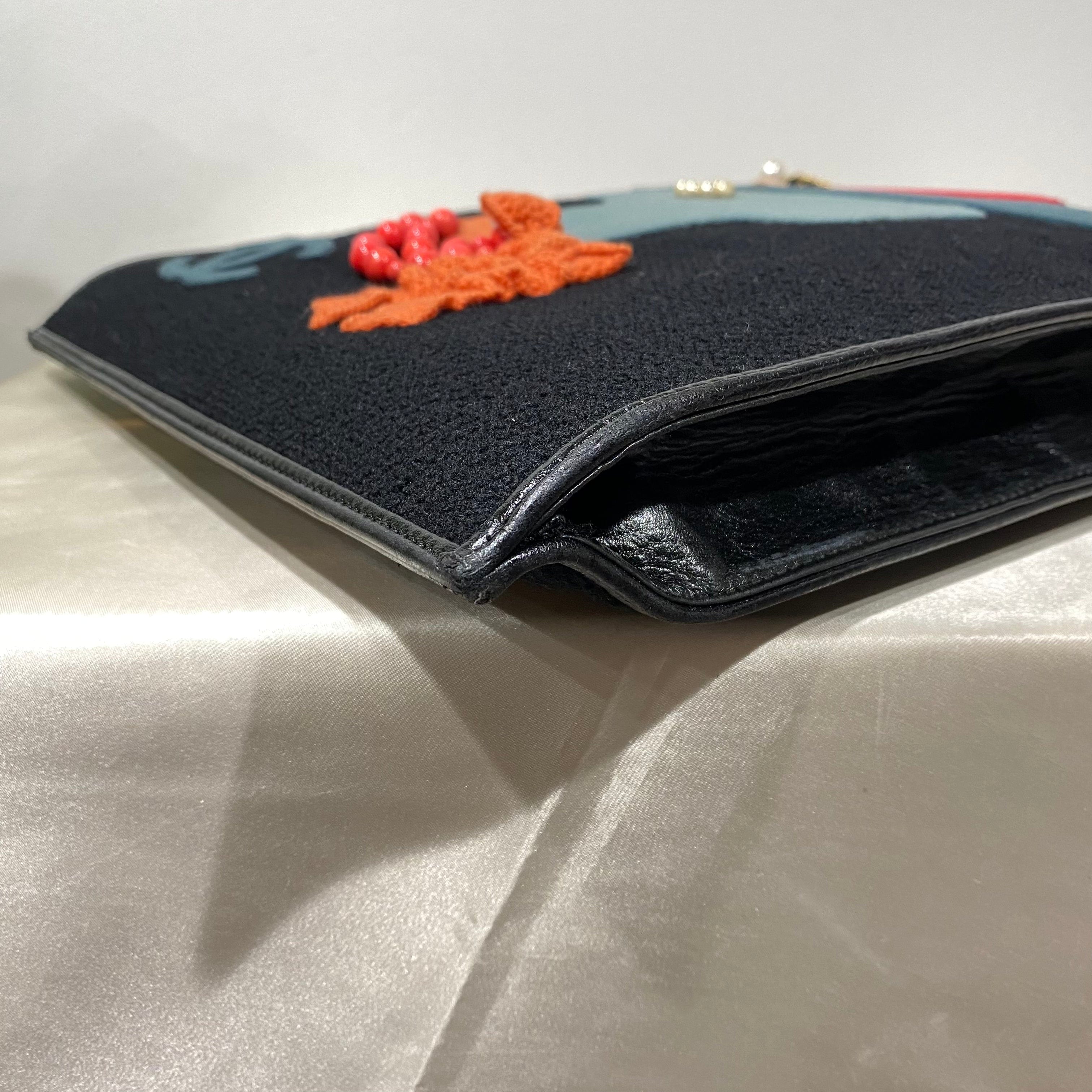 Chanel CHANEL VINTAGE COCO MOTIF MADEMOISELLE CHAIN TOTE BAG BLACK CANVAS LEATHER 90195778