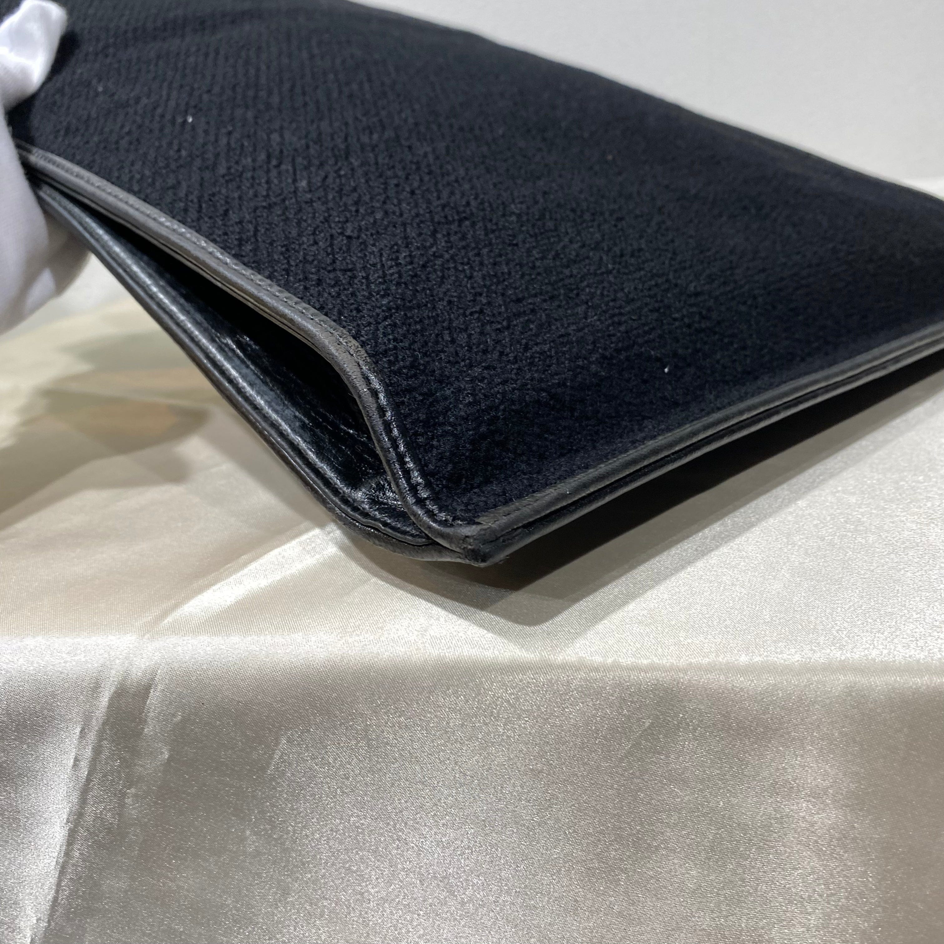 Chanel CHANEL VINTAGE COCO MOTIF MADEMOISELLE CHAIN TOTE BAG BLACK CANVAS LEATHER 90195778