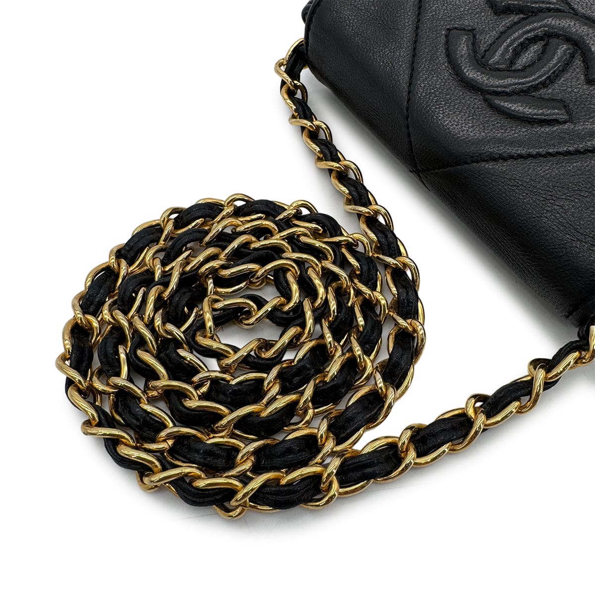 CHANEL CHANEL VINTAGE COCOMARK MATELASSE CHAIN SHOULDER BAG BLACK LAMB SKIN 90306513