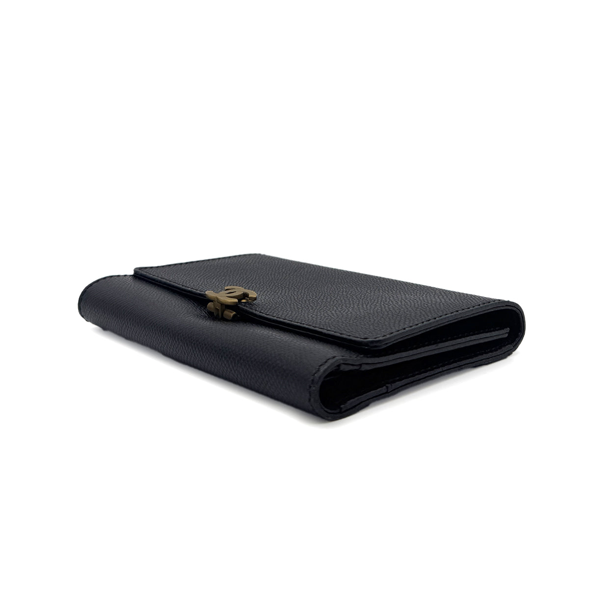 CHANEL CHANEL VINTAGE COCOMARK TRIFOLD WALLET BLACK CAVIAR SKIN 90291903