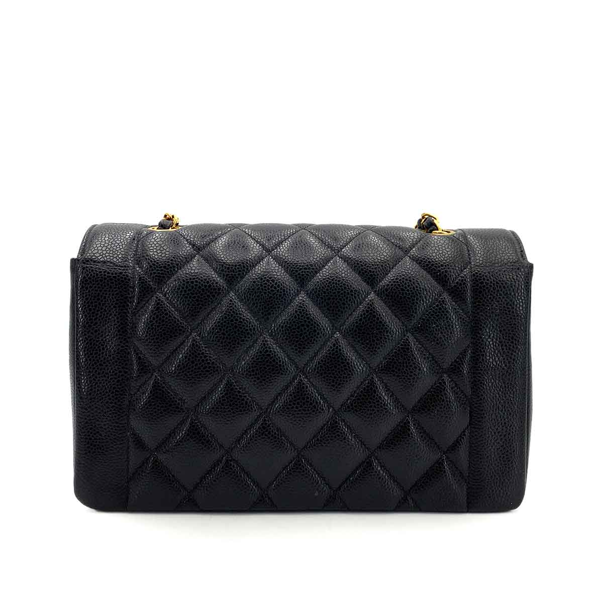 CHANEL CHANEL VINTAGE DIANA MEDIUM CHAIN SHOULDER BAG BLACK LAMB SKIN 90245042