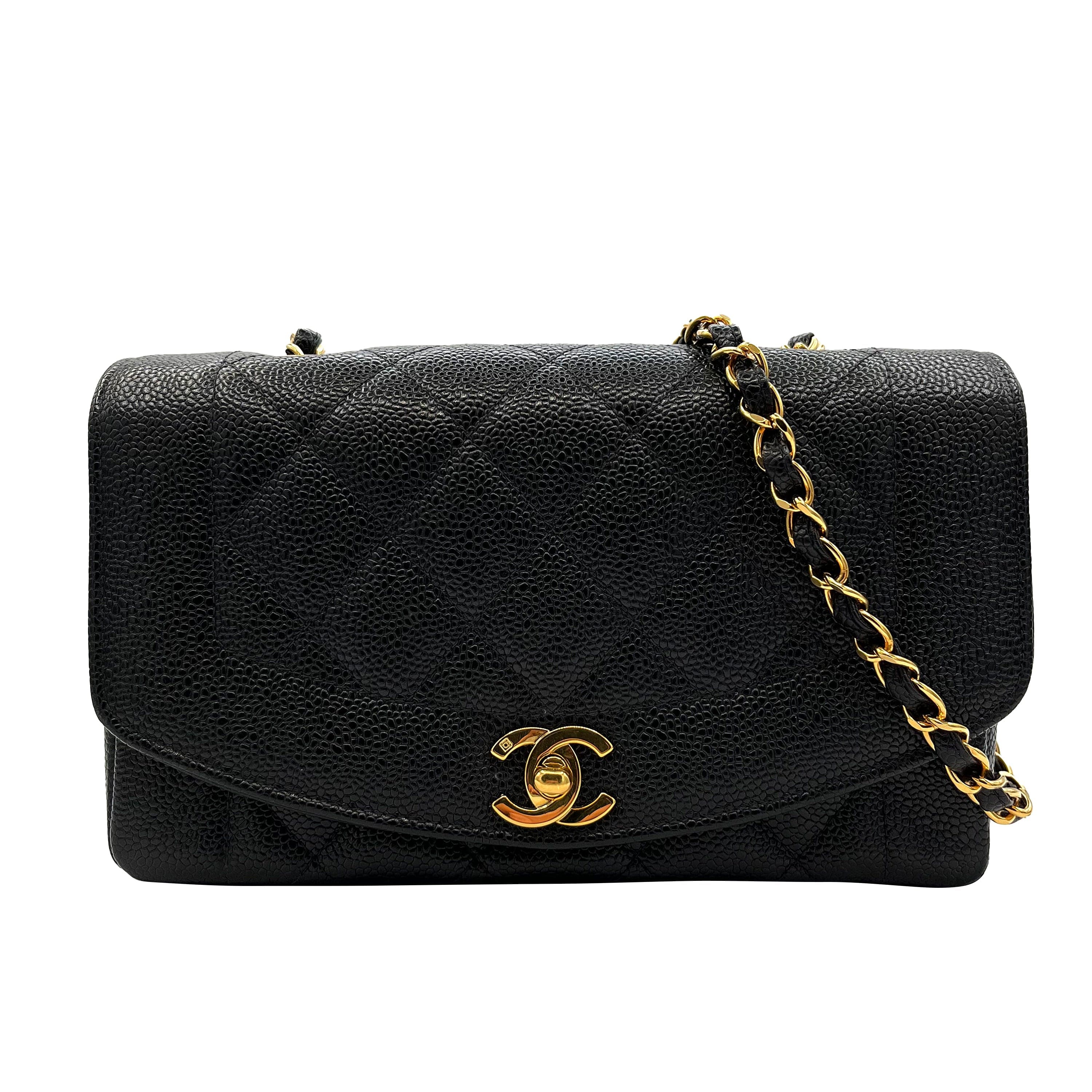 Chanel CHANEL VINTAGE DIANA SMALL CHAIN SHOULDER BAG BLACK CAVIAR SKIN 90219632