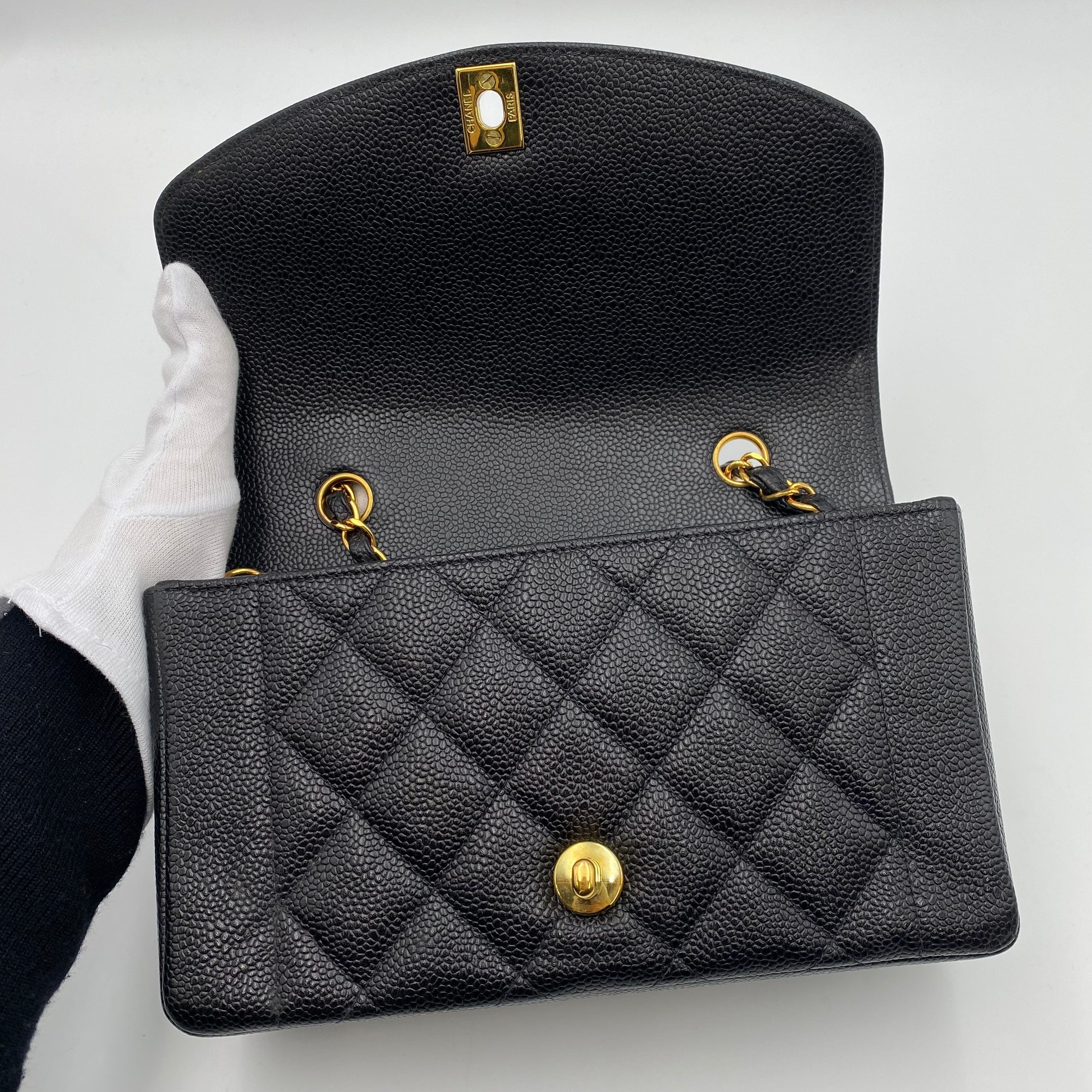 Chanel CHANEL VINTAGE DIANA SMALL CHAIN SHOULDER BAG BLACK CAVIAR SKIN 90219632