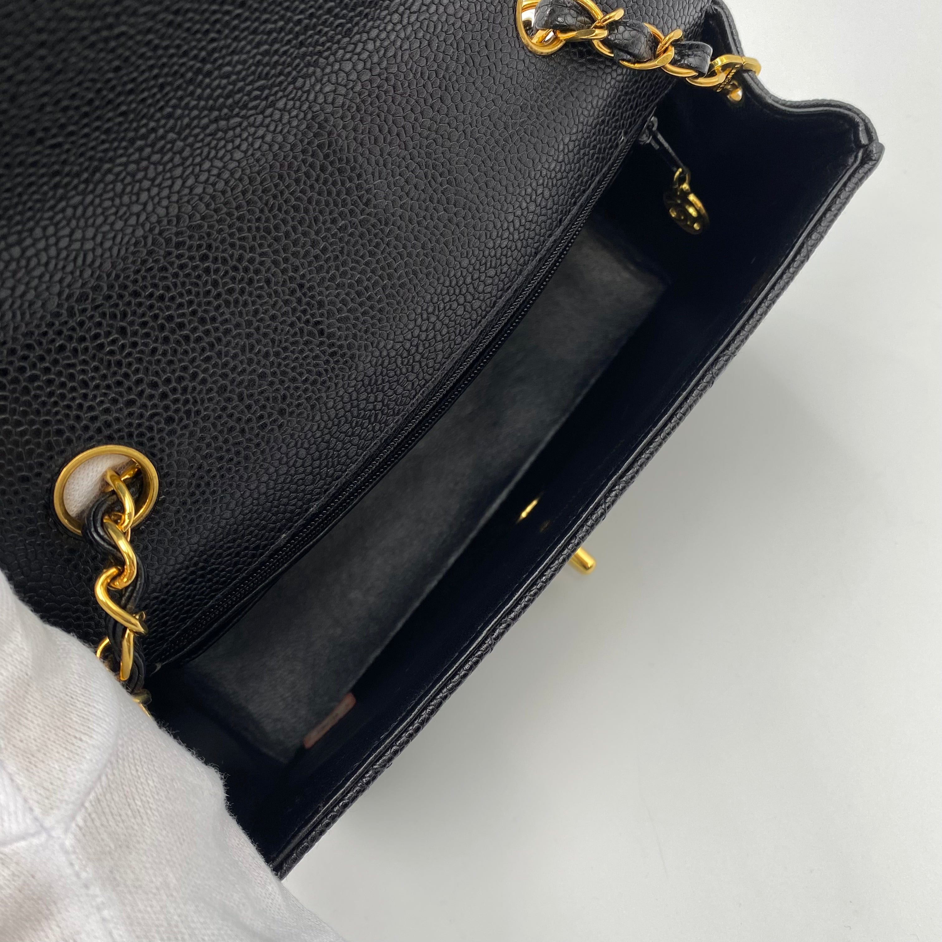 Chanel CHANEL VINTAGE DIANA SMALL CHAIN SHOULDER BAG BLACK CAVIAR SKIN 90219632