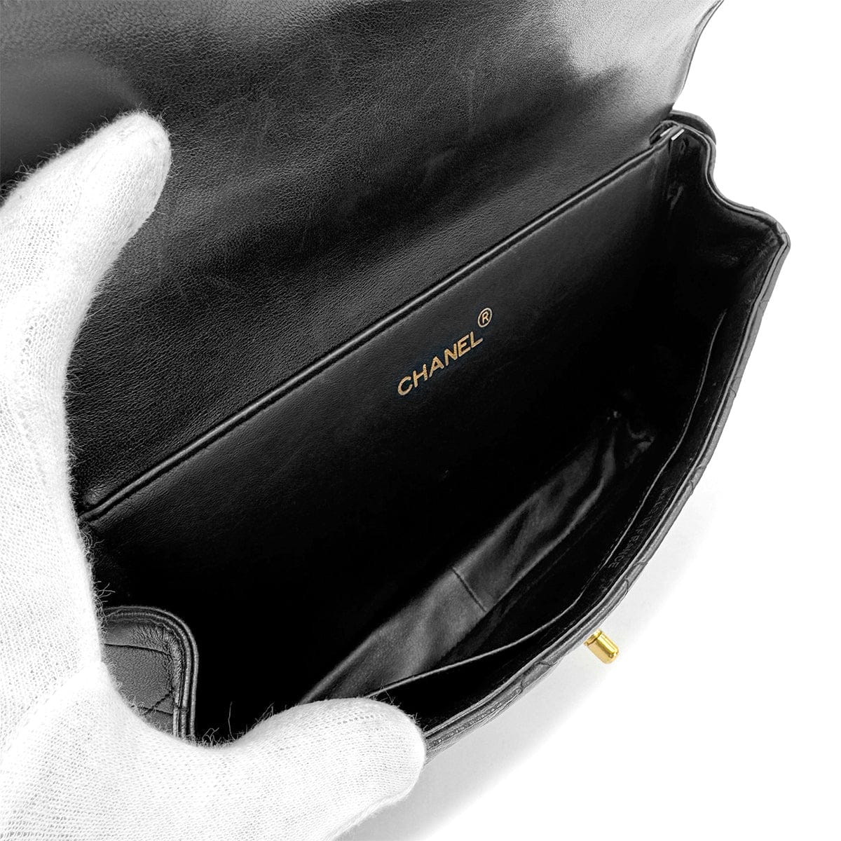 Chanel CHANEL VINTAGE DOUBLE FACE SHOULDER BAG BLACK LAMB SKIN 90267394