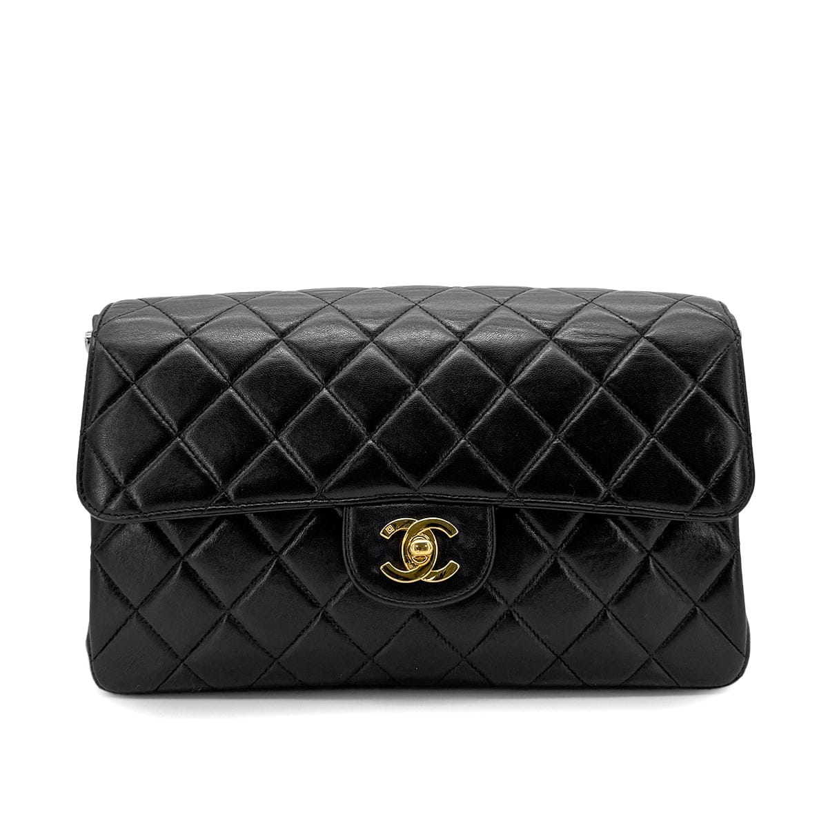 Chanel CHANEL VINTAGE DOUBLE FACE SHOULDER BAG BLACK LAMB SKIN 90267394