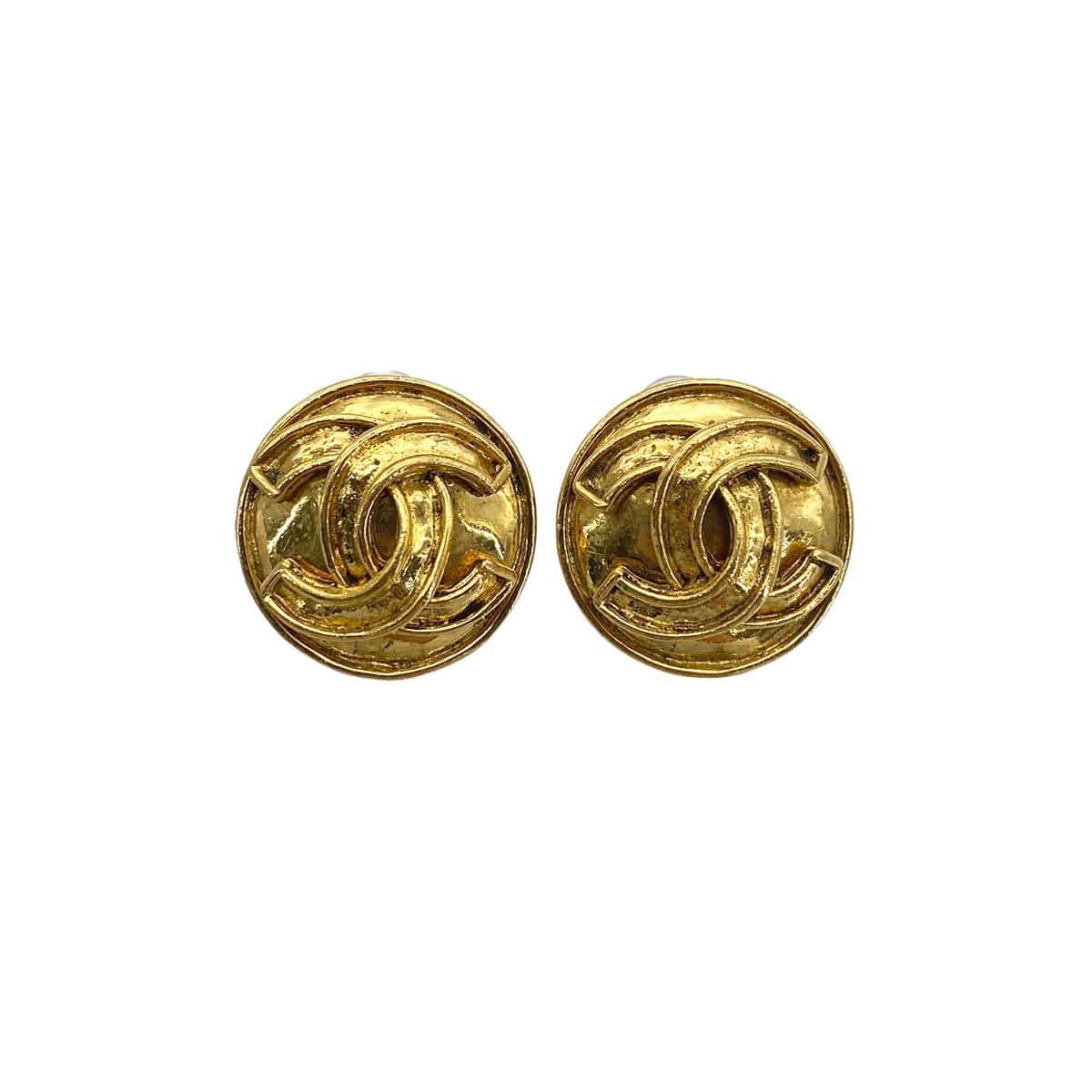 CHANEL CHANEL VINTAGE EARRINGS COCOMARK ROUND GOLD ACCESSORY 94P 90272584
