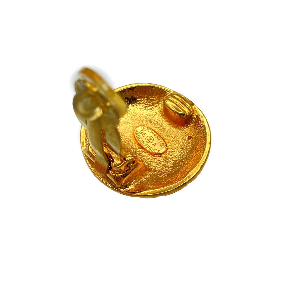 CHANEL CHANEL VINTAGE EARRINGS COCOMARK ROUND GOLD ACCESSORY 96A 90271850