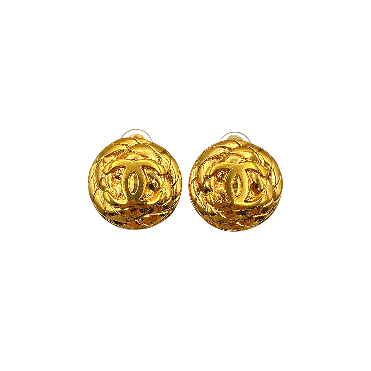 CHANEL CHANEL VINTAGE EARRINGS COCOMARK ROUND GOLD ACCESSORY 96A 90271850