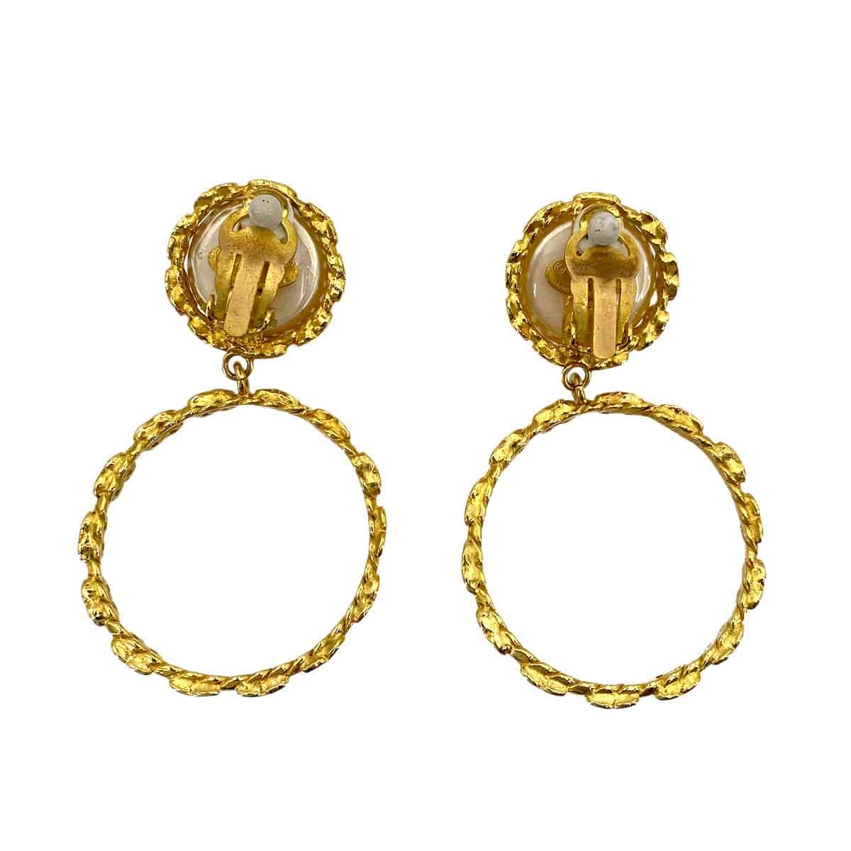 Chanel CHANEL VINTAGE EARRINGS FAKE PEARL HOOP ACCESSORY 2 8 90242980