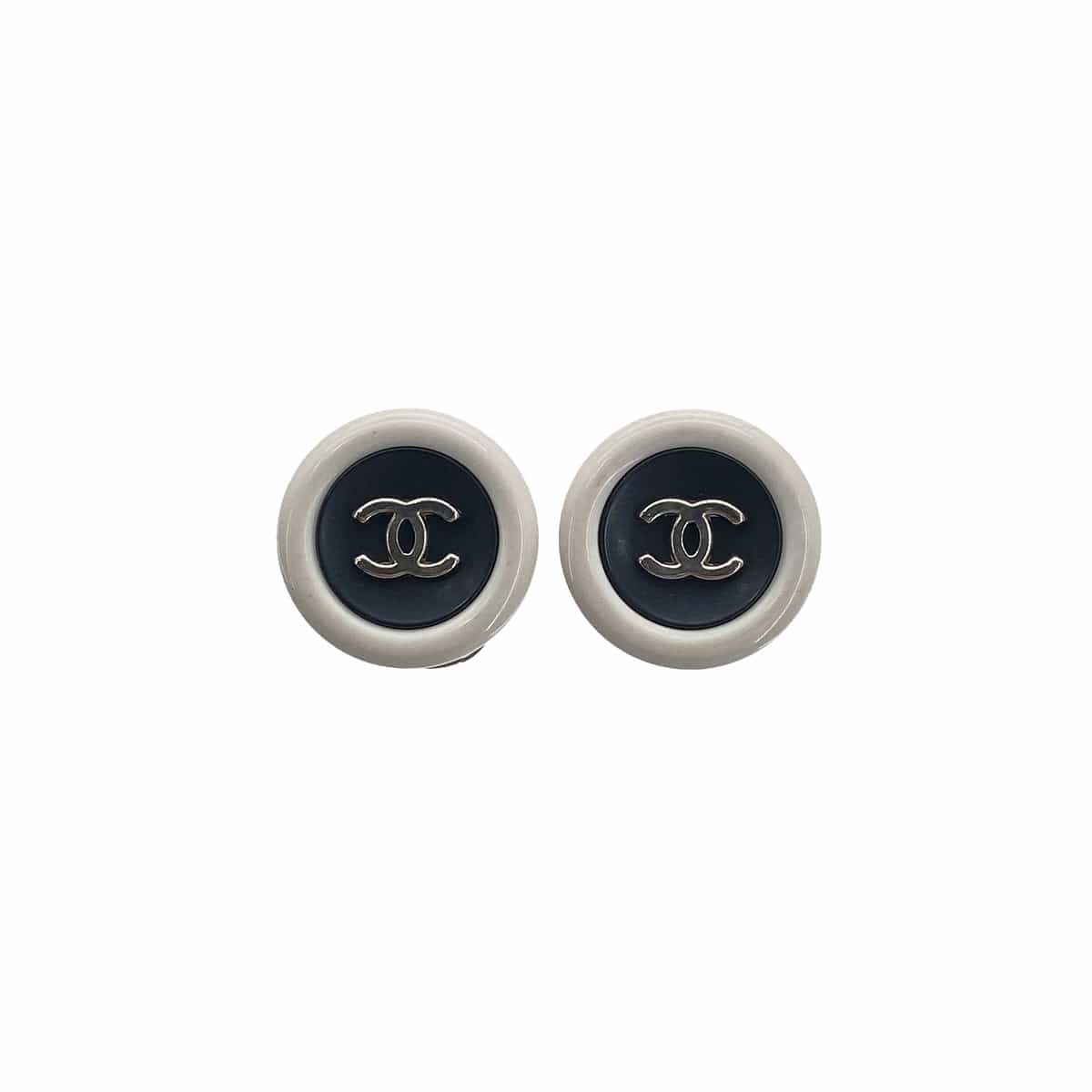 Chanel CHANEL VINTAGE EARRINGS ROUND COCOMARK BLACK WHITE ACCESSORY 96P 90270764