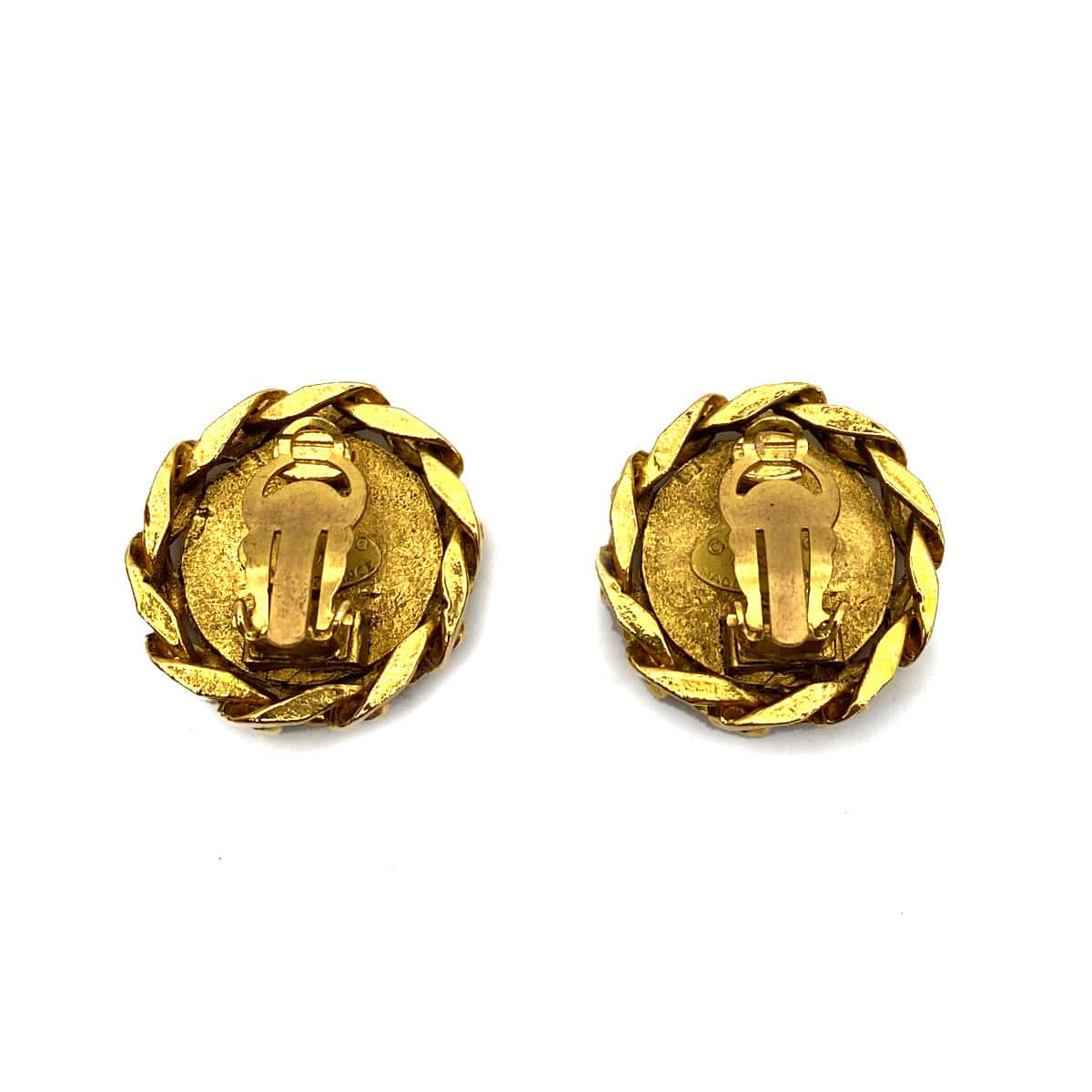 CHANEL CHANEL VINTAGE EARRINGS ROUND COCOMARK RHINESTONE ACCESSORY 23 90261360