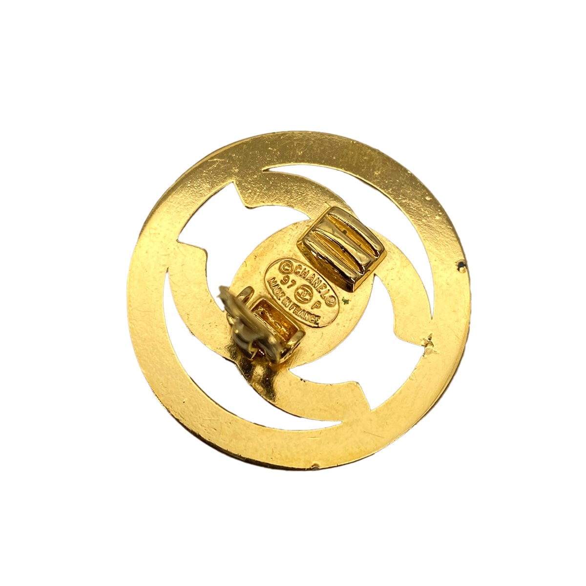 CHANEL CHANEL VINTAGE EARRINGS ROUND TURN LOCK ACCESSORY 97P 90253649