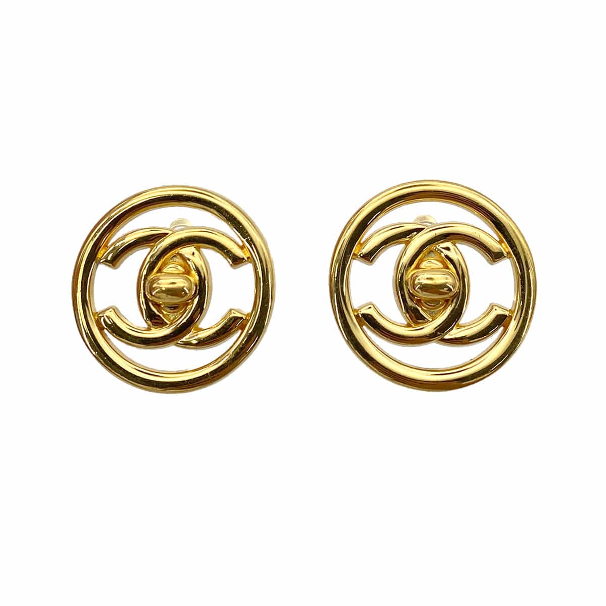 CHANEL CHANEL VINTAGE EARRINGS ROUND TURN LOCK ACCESSORY 97P 90253649