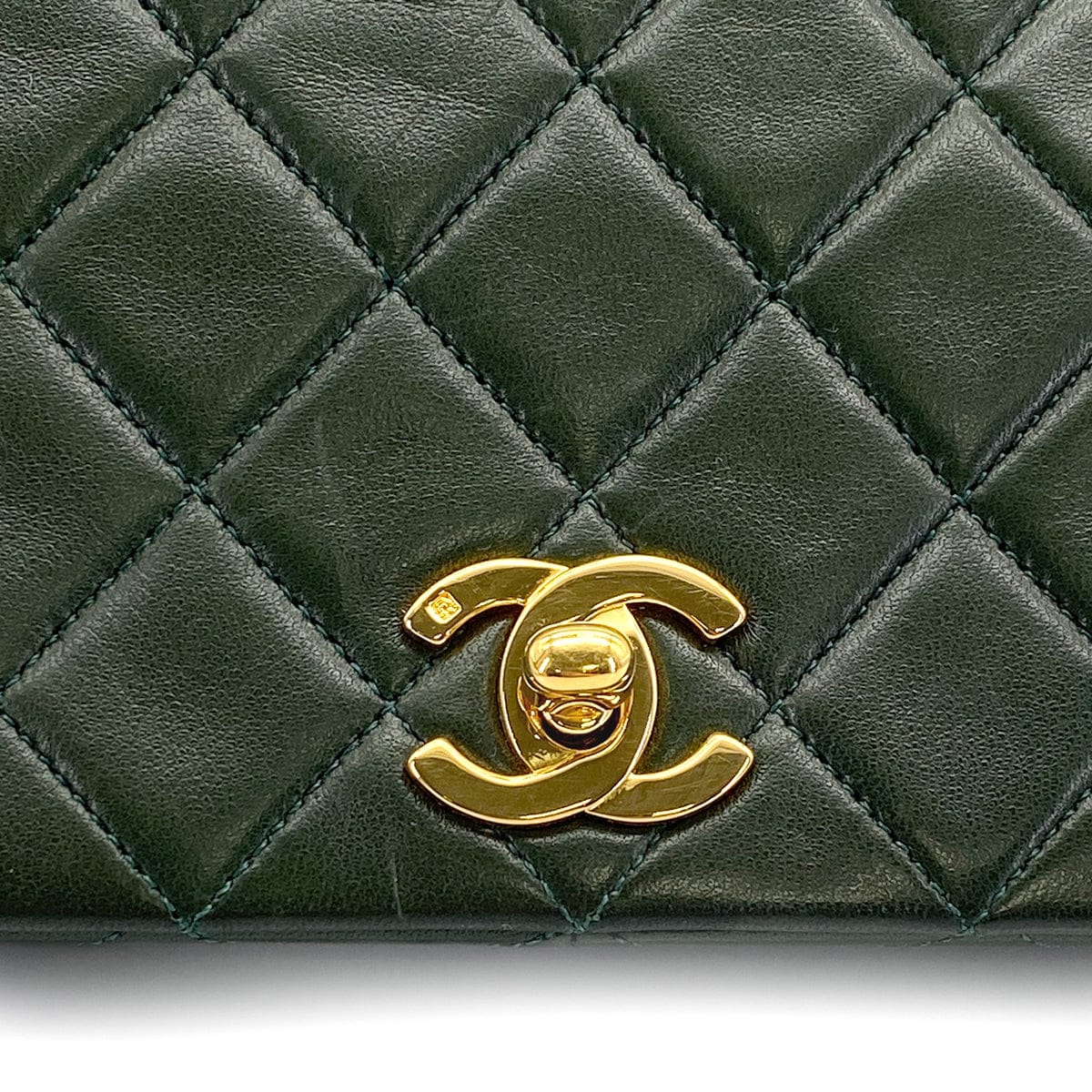 CHANEL CHANEL VINTAGE FULL FLAP CHAIN SHOULDER BAG KHAKI LAMB SKIN 90309177