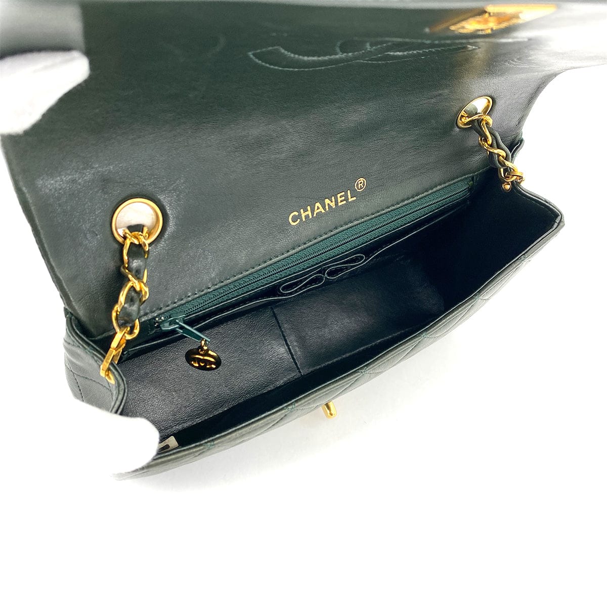 CHANEL CHANEL VINTAGE FULL FLAP CHAIN SHOULDER BAG KHAKI LAMB SKIN 90309177