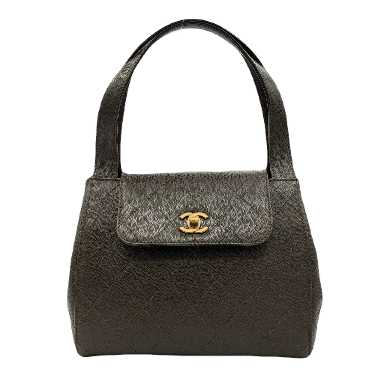 Chanel CHANEL VINTAGE HAND BAG KHAKI CAVIAR SKIN 90220259