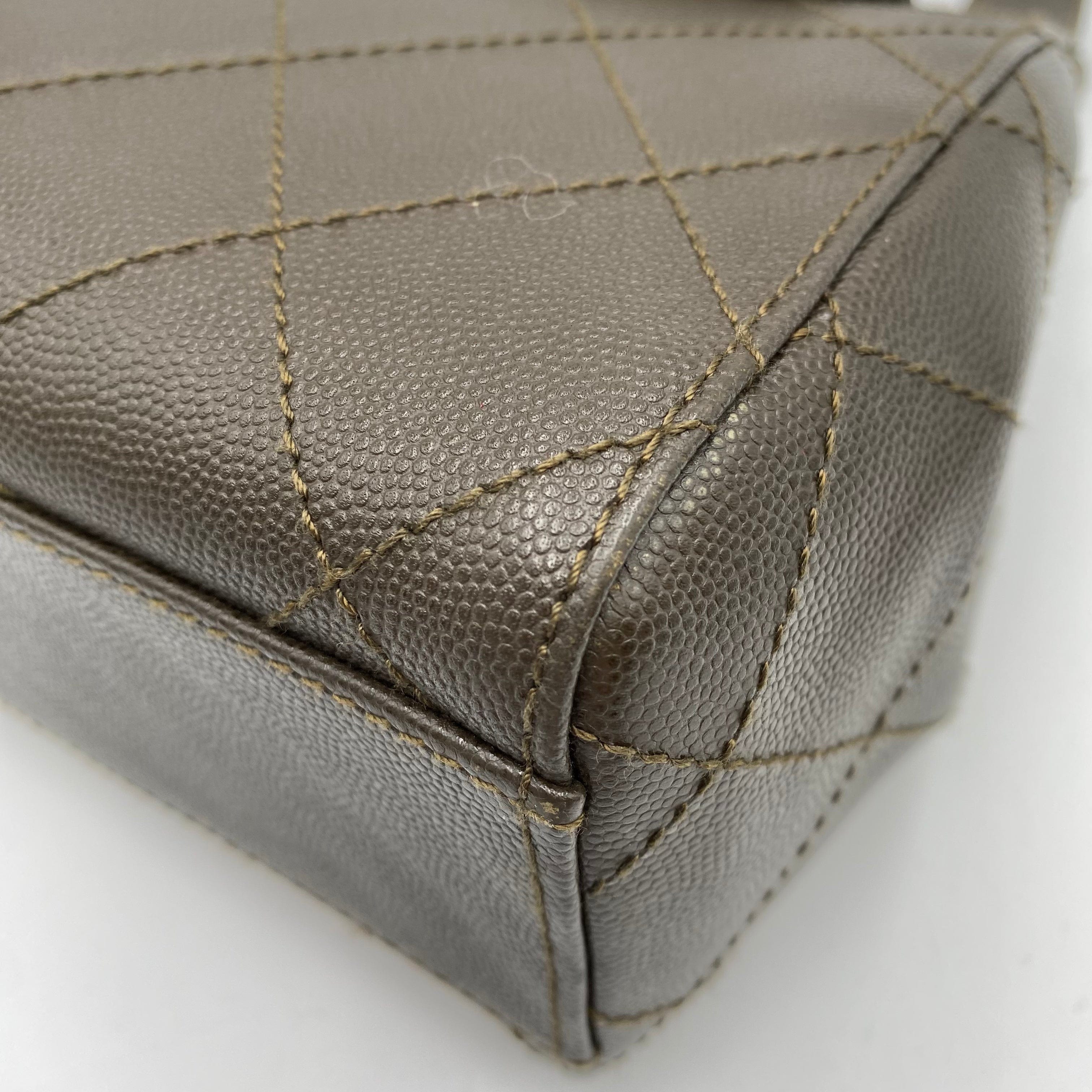 Chanel CHANEL VINTAGE HAND BAG KHAKI CAVIAR SKIN 90220259