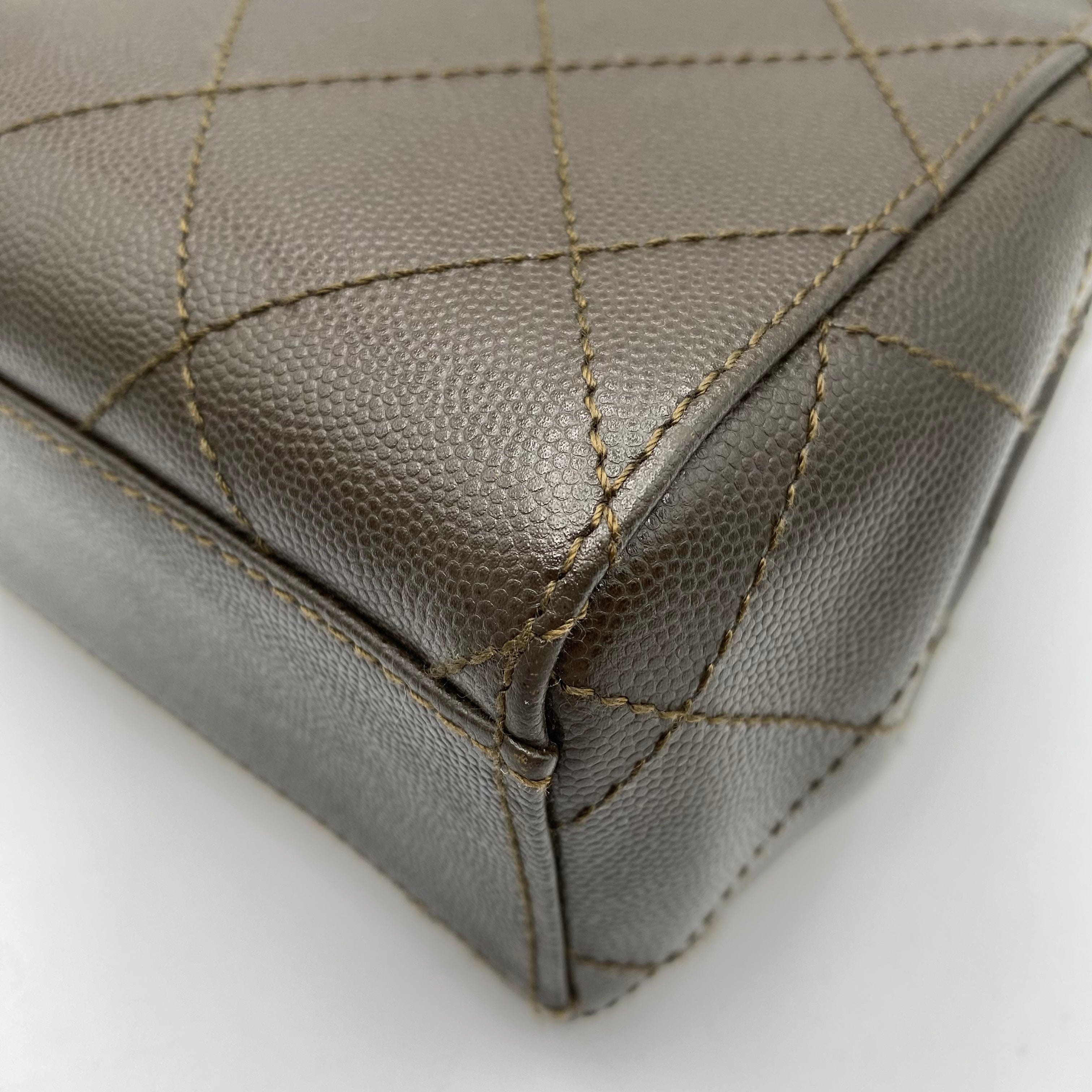 Chanel CHANEL VINTAGE HAND BAG KHAKI CAVIAR SKIN 90220259