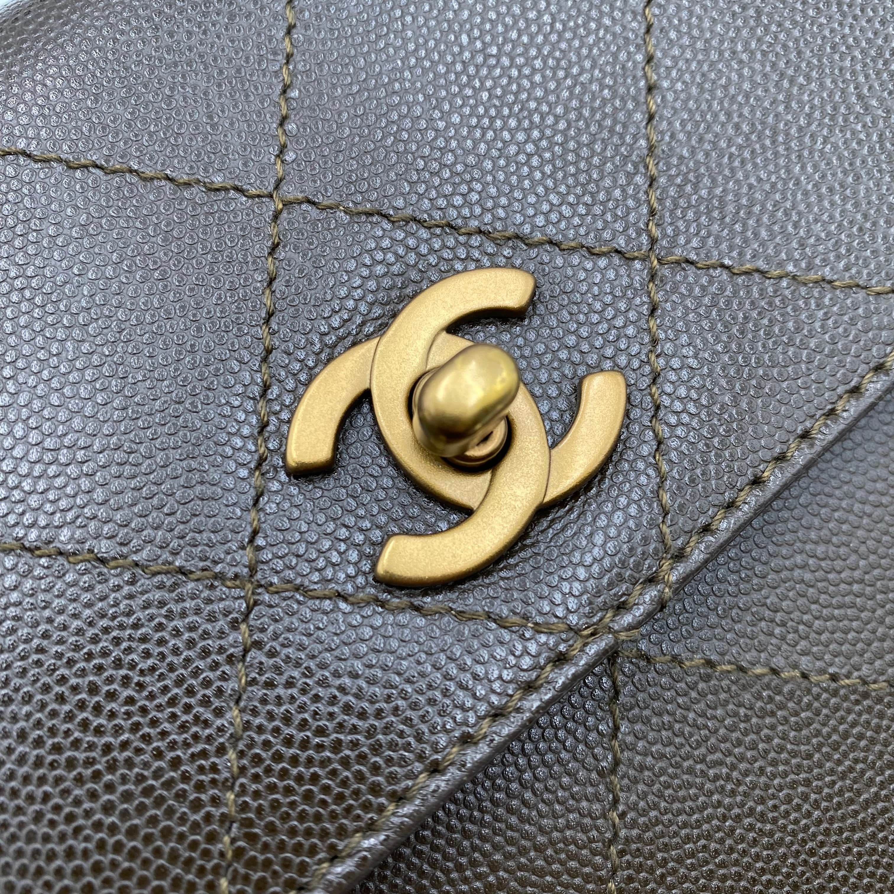 Chanel CHANEL VINTAGE HAND BAG KHAKI CAVIAR SKIN 90220259