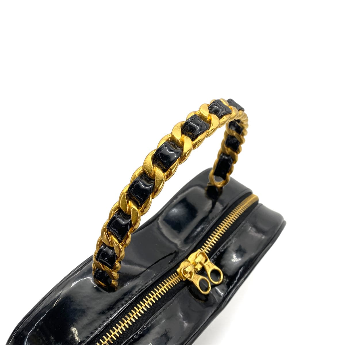 Chanel CHANEL VINTAGE HEART VANITY HAND BAG BLACK ENAMEL 90260130