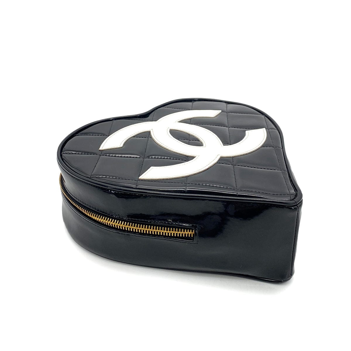 Chanel CHANEL VINTAGE HEART VANITY HAND BAG BLACK ENAMEL 90260130
