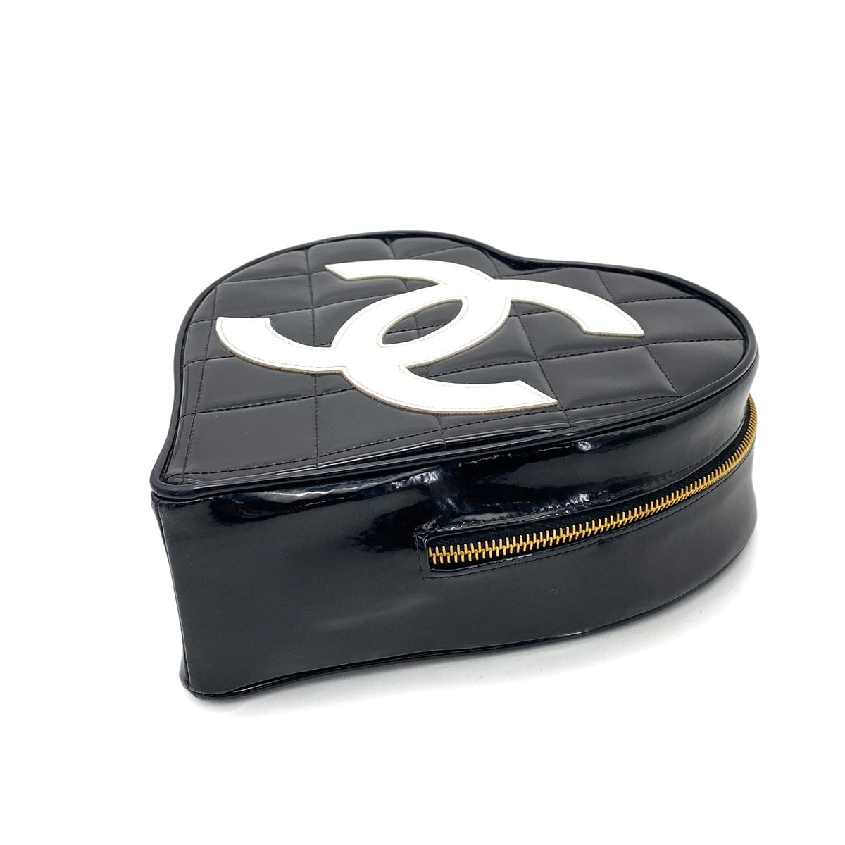 Chanel CHANEL VINTAGE HEART VANITY HAND BAG BLACK ENAMEL 90260130