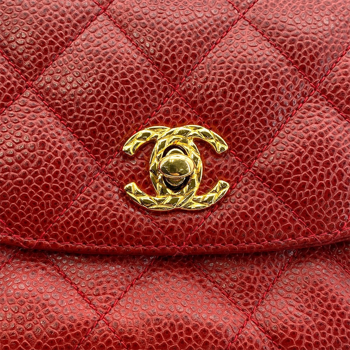 CHANEL CHANEL VINTAGE MATELASSE BIJOU CHAIN SHOULDER BAG RED CAVIAR SKIN 90270868