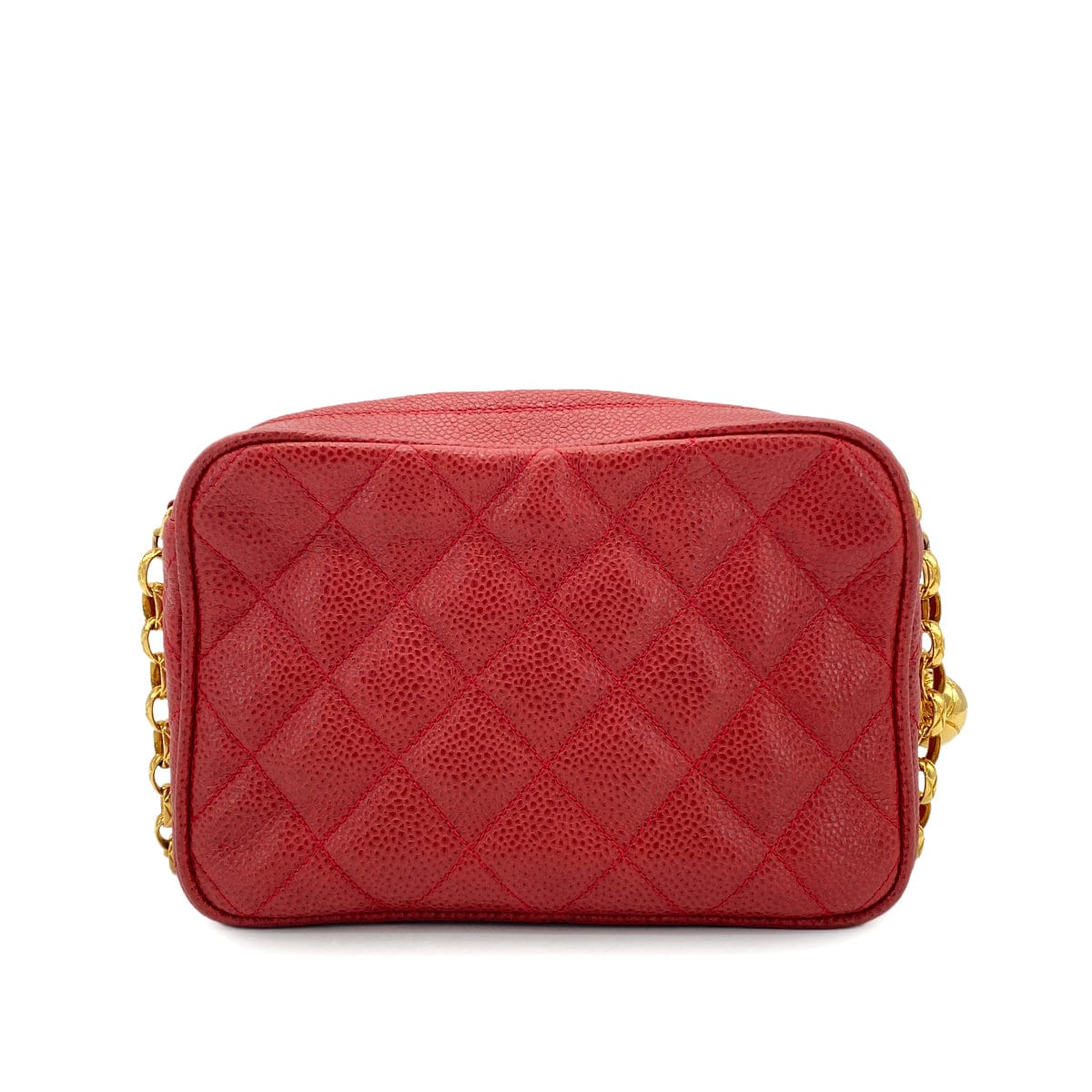 CHANEL CHANEL VINTAGE MATELASSE BIJOU CHAIN SHOULDER BAG RED CAVIAR SKIN 90270868