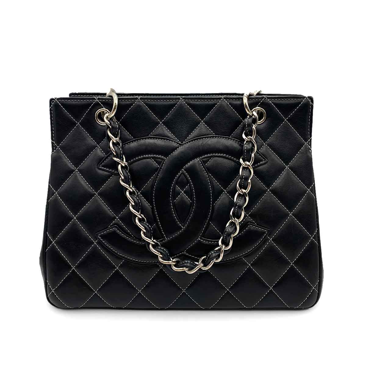 Chanel CHANEL VINTAGE MATELASSE CHAIN HAND BAG BLACK LAMB SKIN 90230698