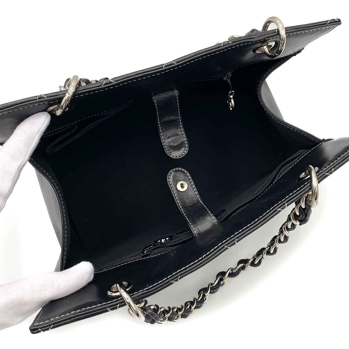 Chanel CHANEL VINTAGE MATELASSE CHAIN HAND BAG BLACK LAMB SKIN 90230698