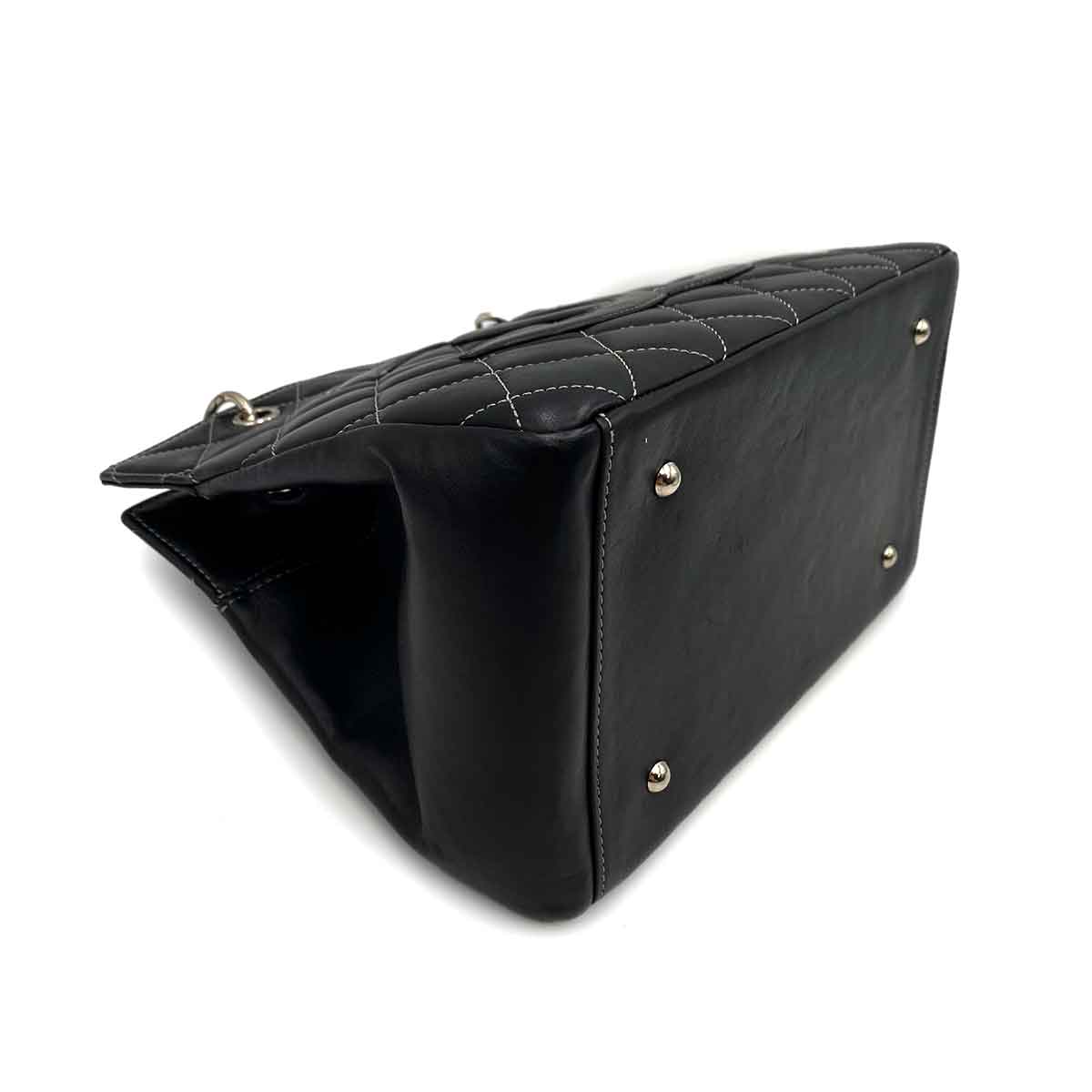 Chanel CHANEL VINTAGE MATELASSE CHAIN HAND BAG BLACK LAMB SKIN 90230698