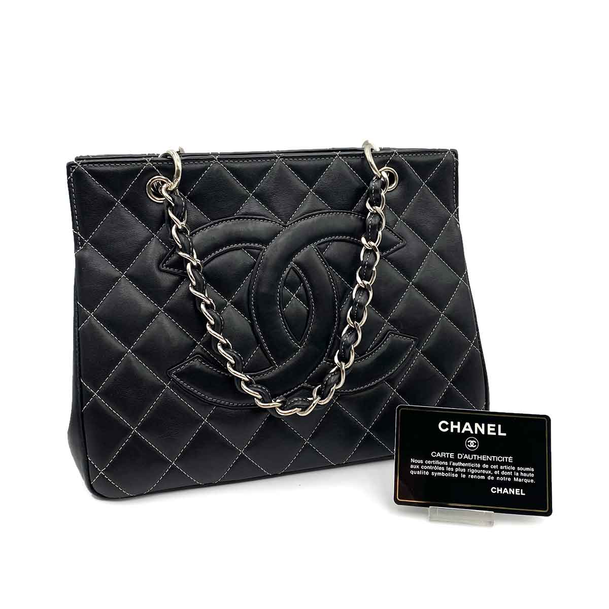 Chanel CHANEL VINTAGE MATELASSE CHAIN HAND BAG BLACK LAMB SKIN 90230698