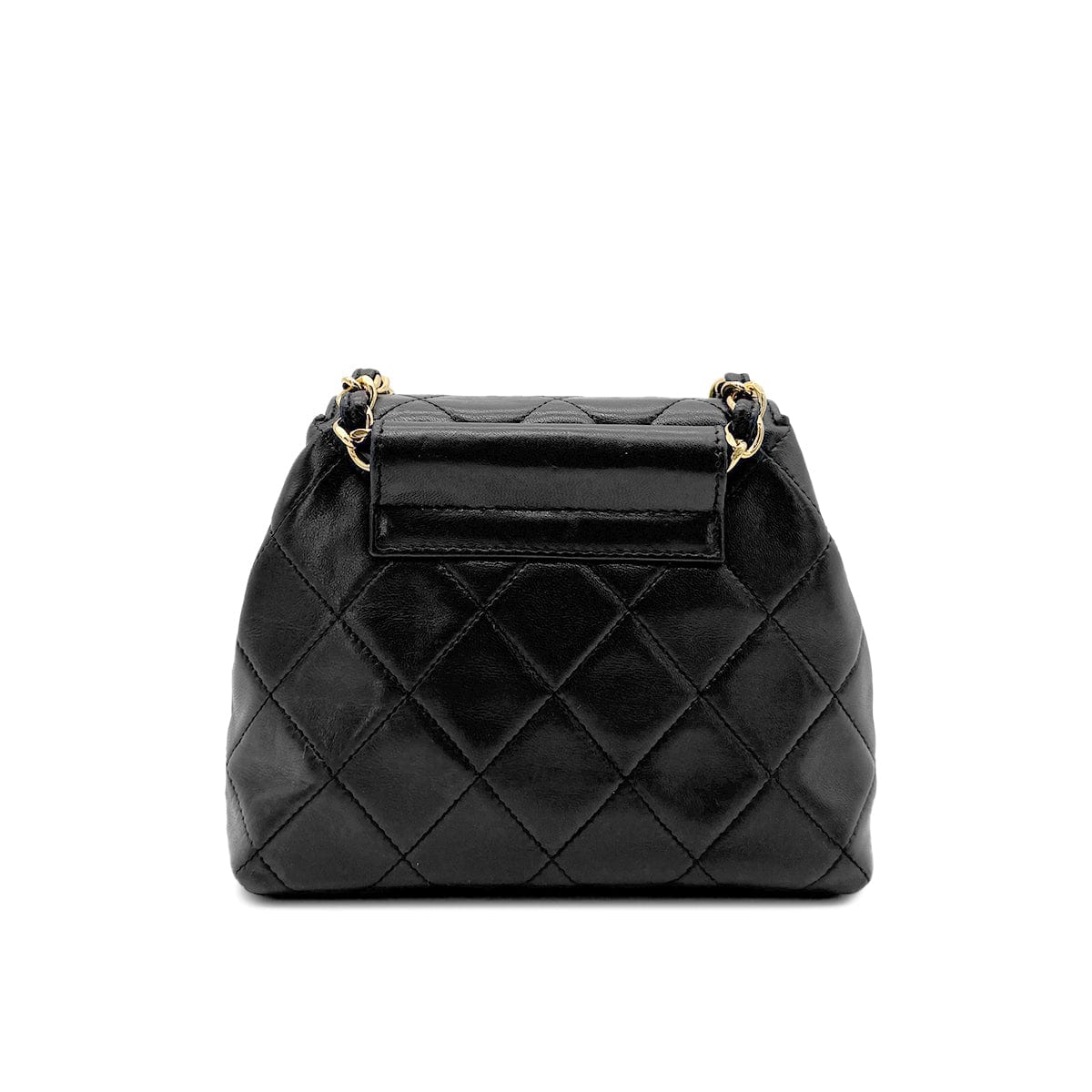 Chanel CHANEL VINTAGE MATELASSE CHAIN SHOULDER BAG BLACK LAMB SKIN 90267477