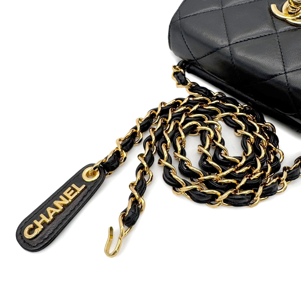 Chanel CHANEL VINTAGE MATELASSE CHAIN SHOULDER BAG BLACK LAMB SKIN 90267477