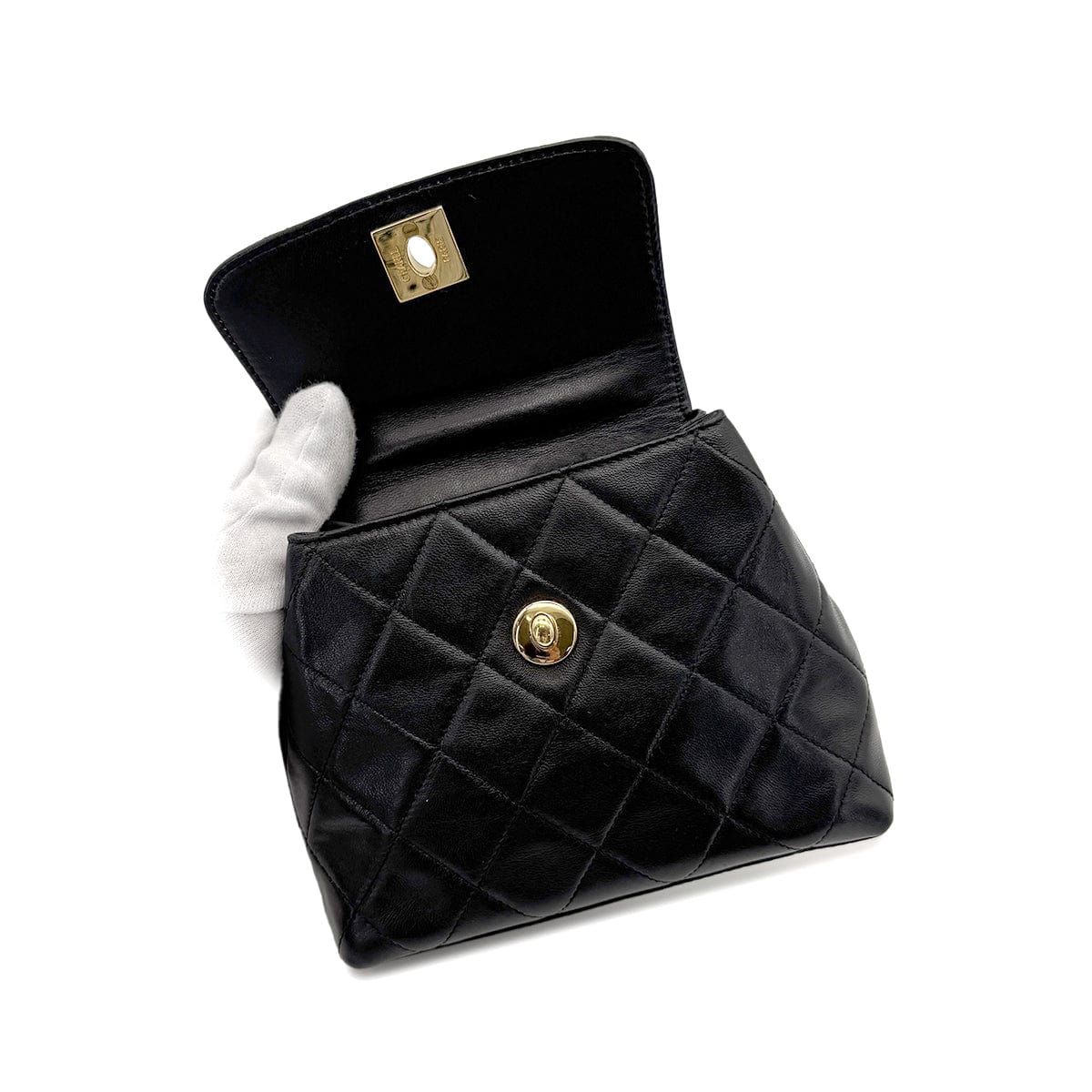 Chanel CHANEL VINTAGE MATELASSE CHAIN SHOULDER BAG BLACK LAMB SKIN 90267477