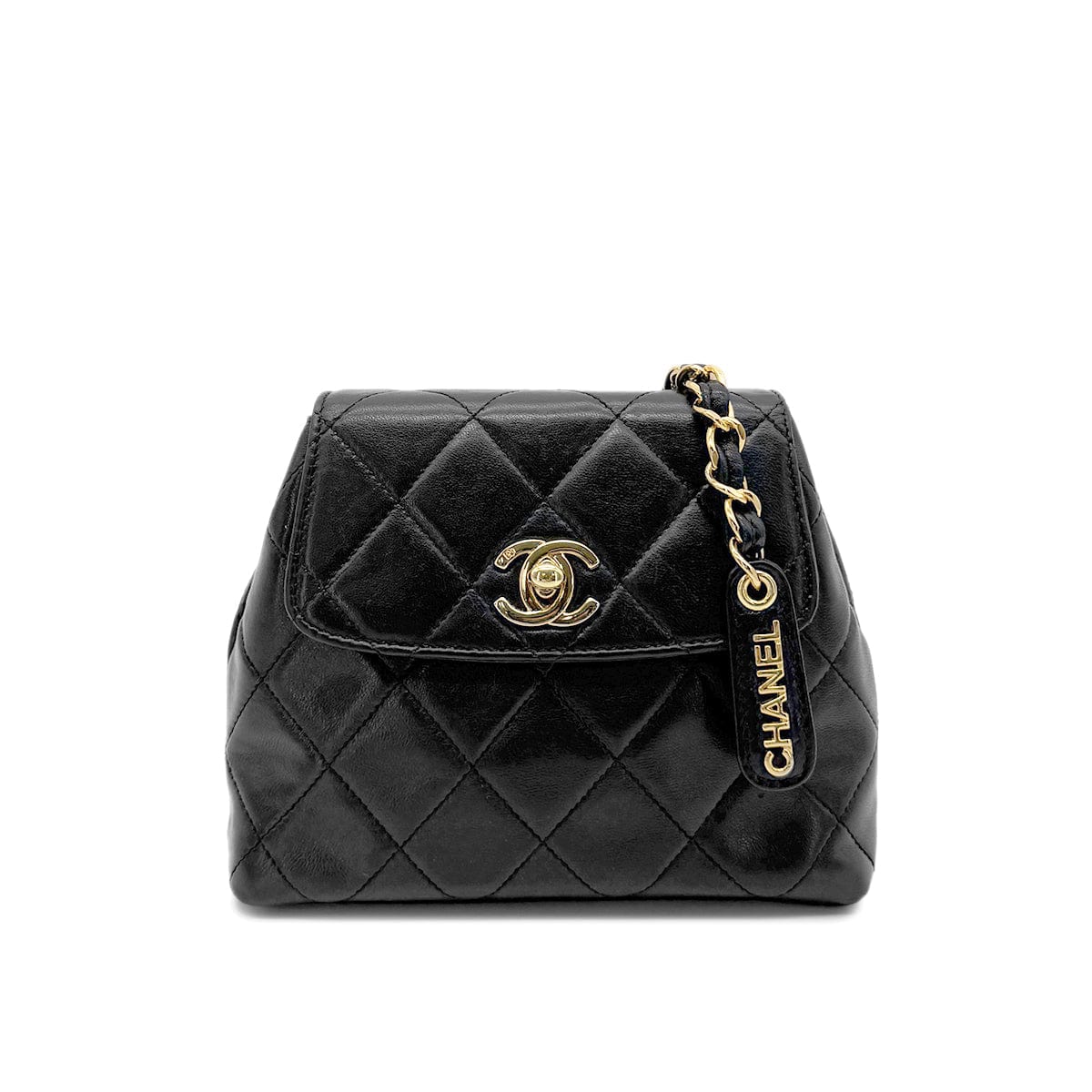 Chanel CHANEL VINTAGE MATELASSE CHAIN SHOULDER BAG BLACK LAMB SKIN 90267477