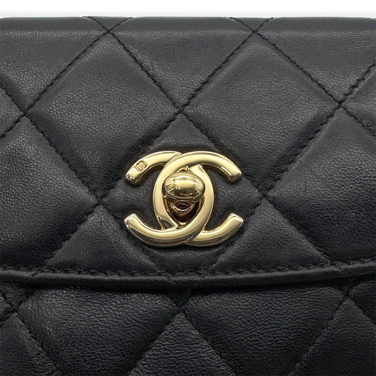 Chanel CHANEL VINTAGE MATELASSE CHAIN SHOULDER BAG BLACK LAMB SKIN 90267477