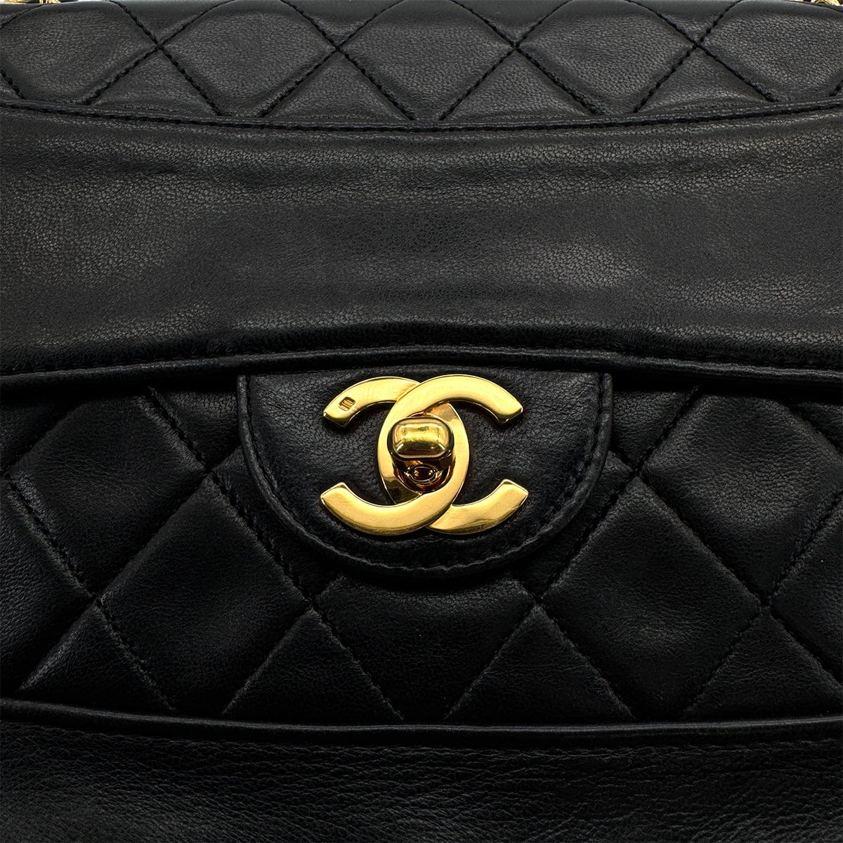 CHANEL CHANEL VINTAGE MATELASSE CHAIN SHOULDER BAG BLACK LAMB SKIN 90308992