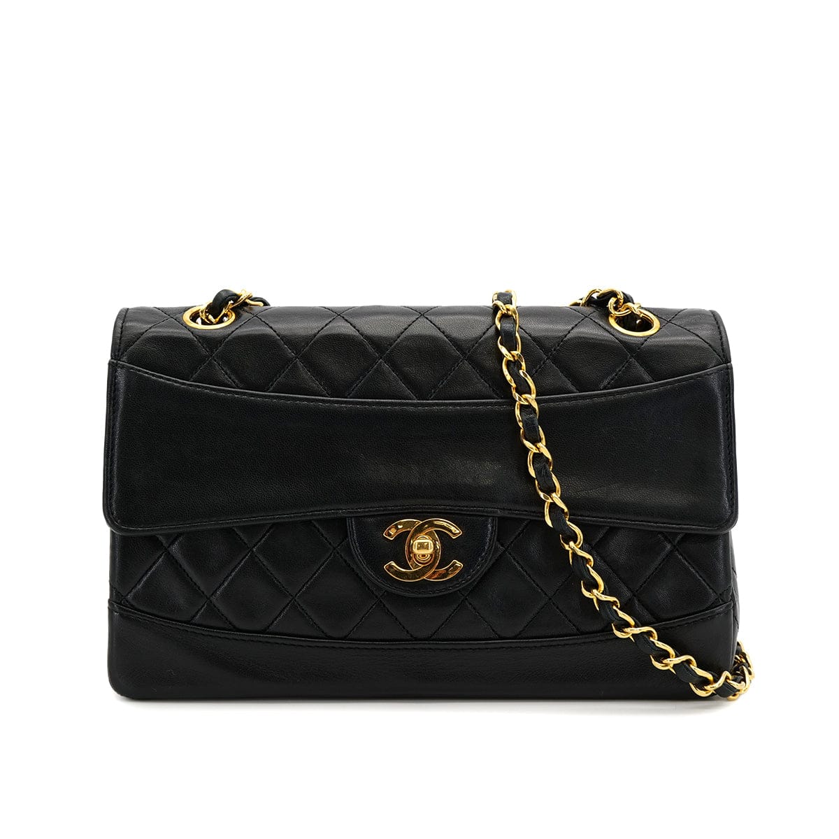 CHANEL CHANEL VINTAGE MATELASSE CHAIN SHOULDER BAG BLACK LAMB SKIN 90308992
