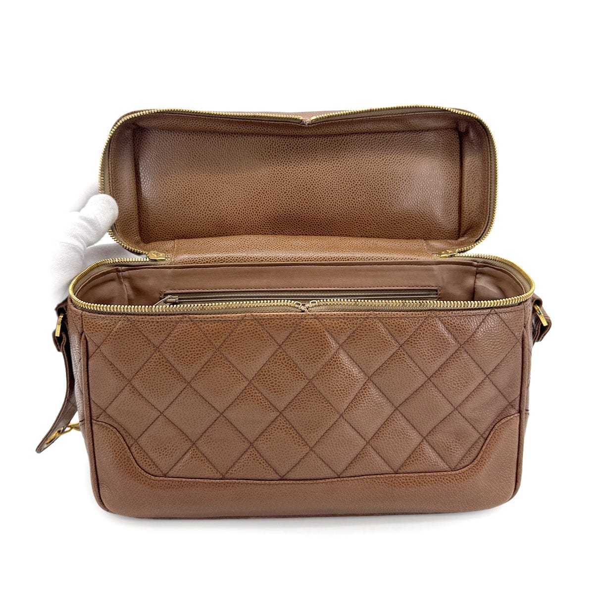 CHANEL CHANEL VINTAGE MATELASSE CHAIN SHOULDER BAG BROWN CAVIAR SKIN 90267433