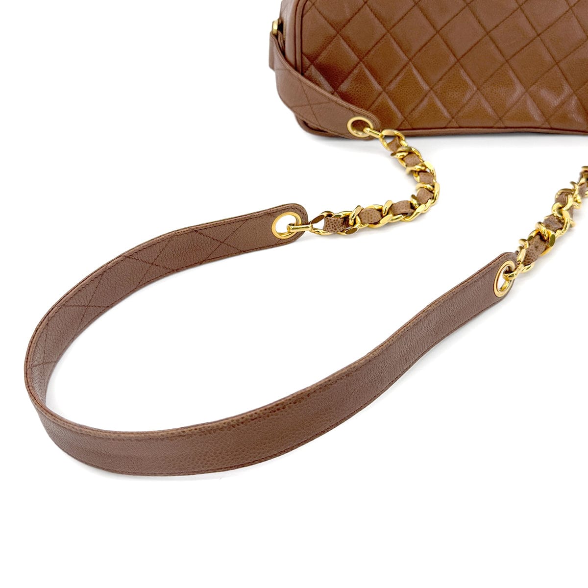 CHANEL CHANEL VINTAGE MATELASSE CHAIN SHOULDER BAG BROWN CAVIAR SKIN 90267433