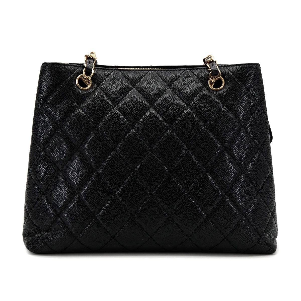 CHANEL CHANEL VINTAGE MATELLASSE TURN LOCK CHAIN TOTE BAG BLACK CAVIAR SKIN 90306385