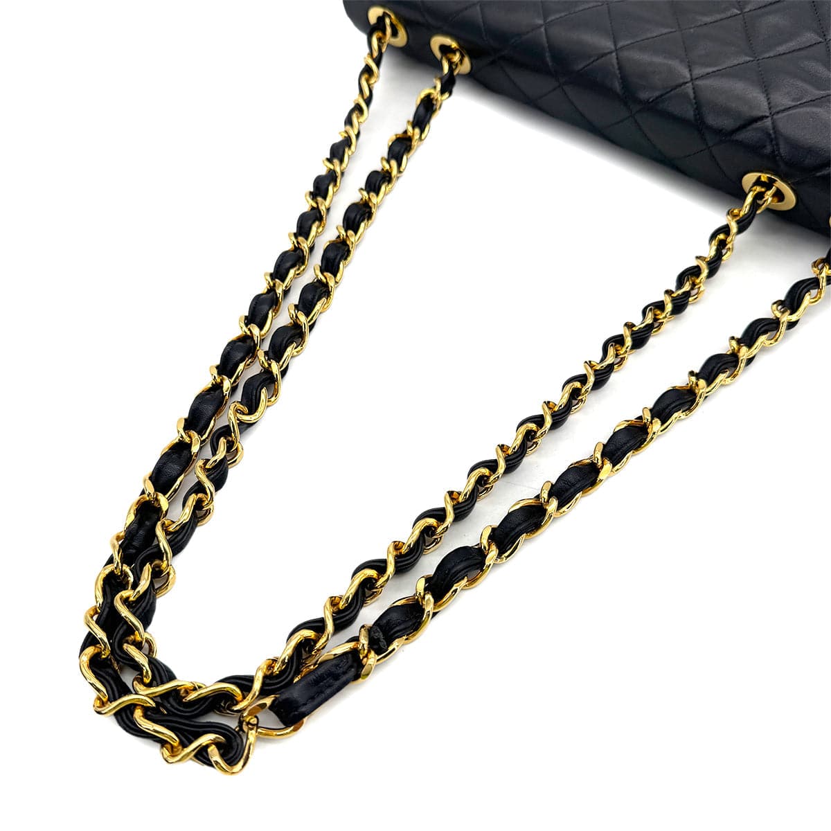 CHANEL CHANEL VINTAGE MAXI MATELASSE 34 CHAIN SHOULDER BAG BLACK LAMB SKIN 90307997