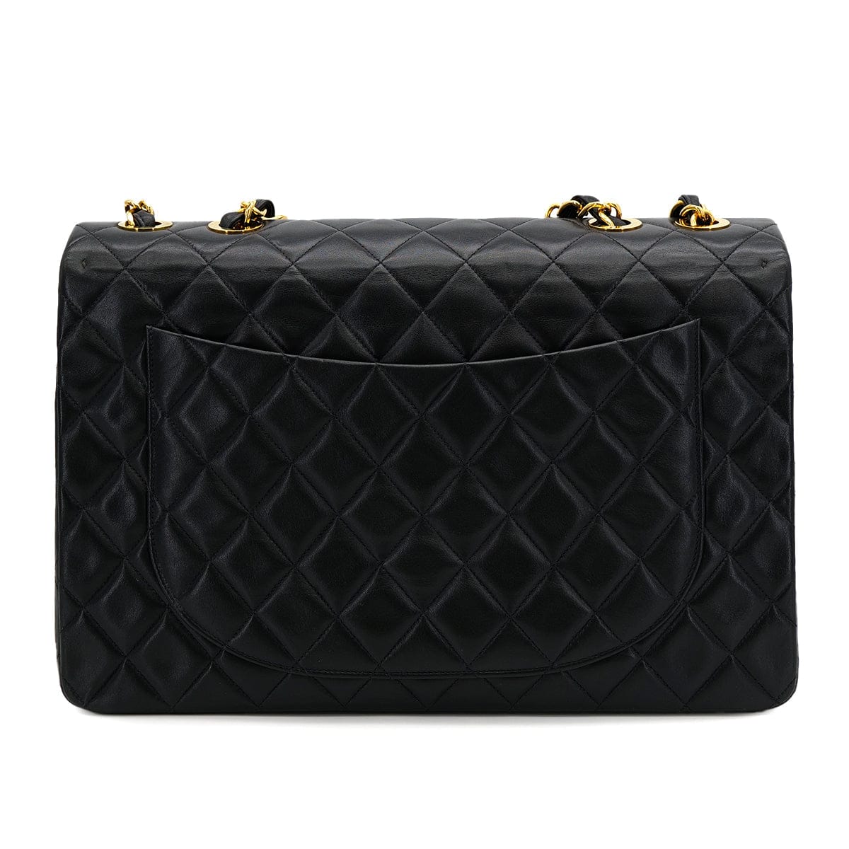 CHANEL CHANEL VINTAGE MAXI MATELASSE 34 CHAIN SHOULDER BAG BLACK LAMB SKIN 90307997