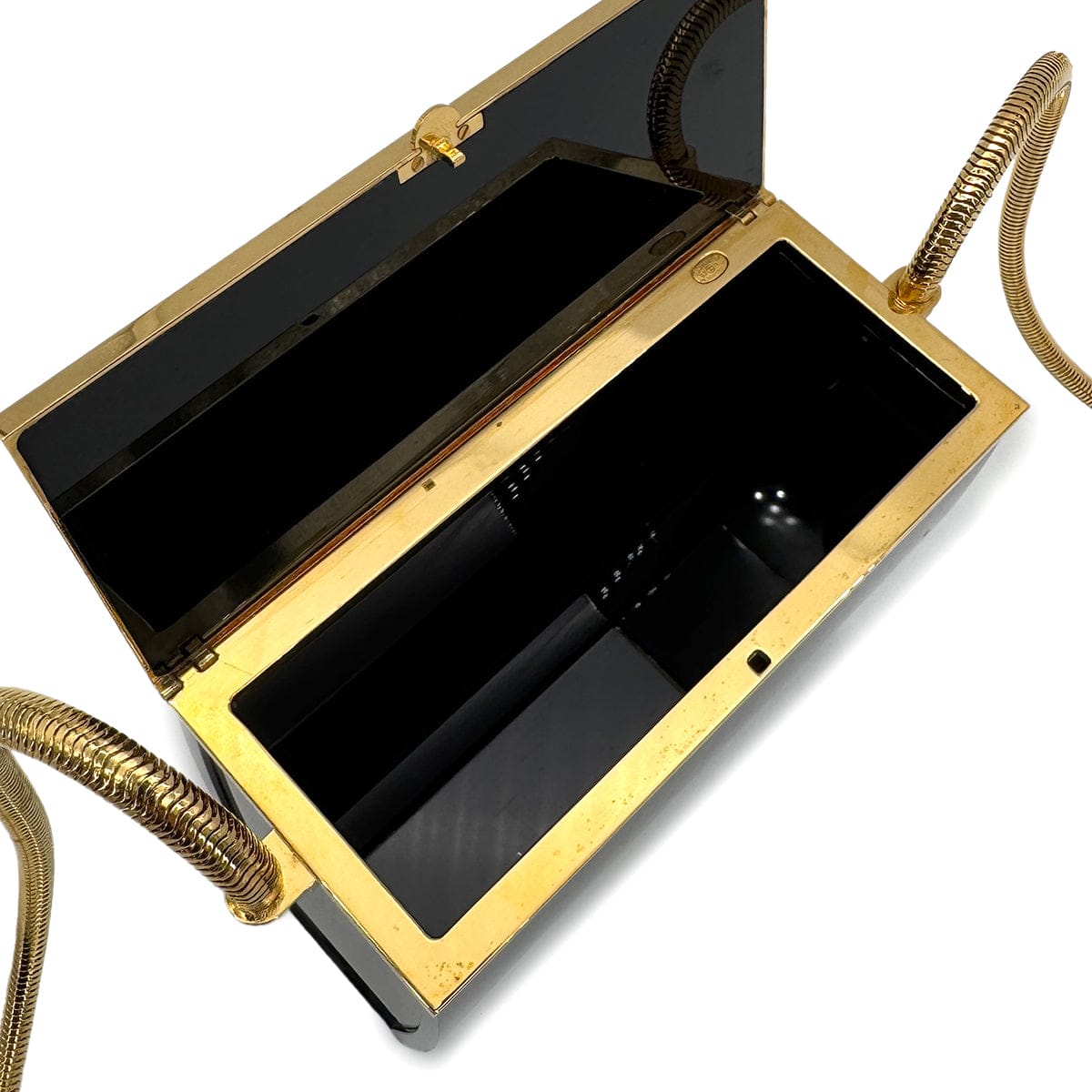 Chanel CHANEL VINTAGE MINAUDIERE SNAKE CHAIN SHOULDER VANITY BAG BLACK 97P 90272815