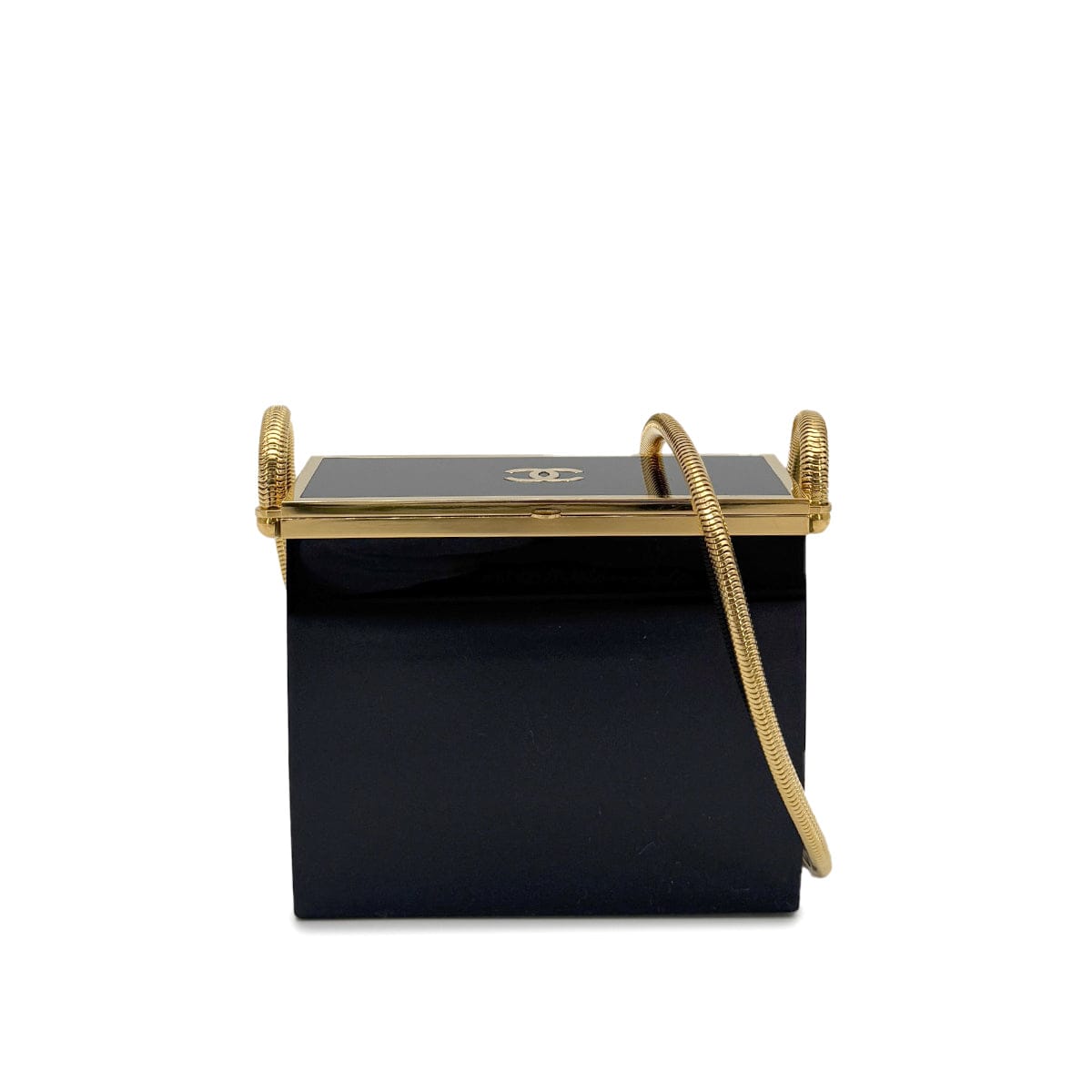 Chanel CHANEL VINTAGE MINAUDIERE SNAKE CHAIN SHOULDER VANITY BAG BLACK 97P 90272815